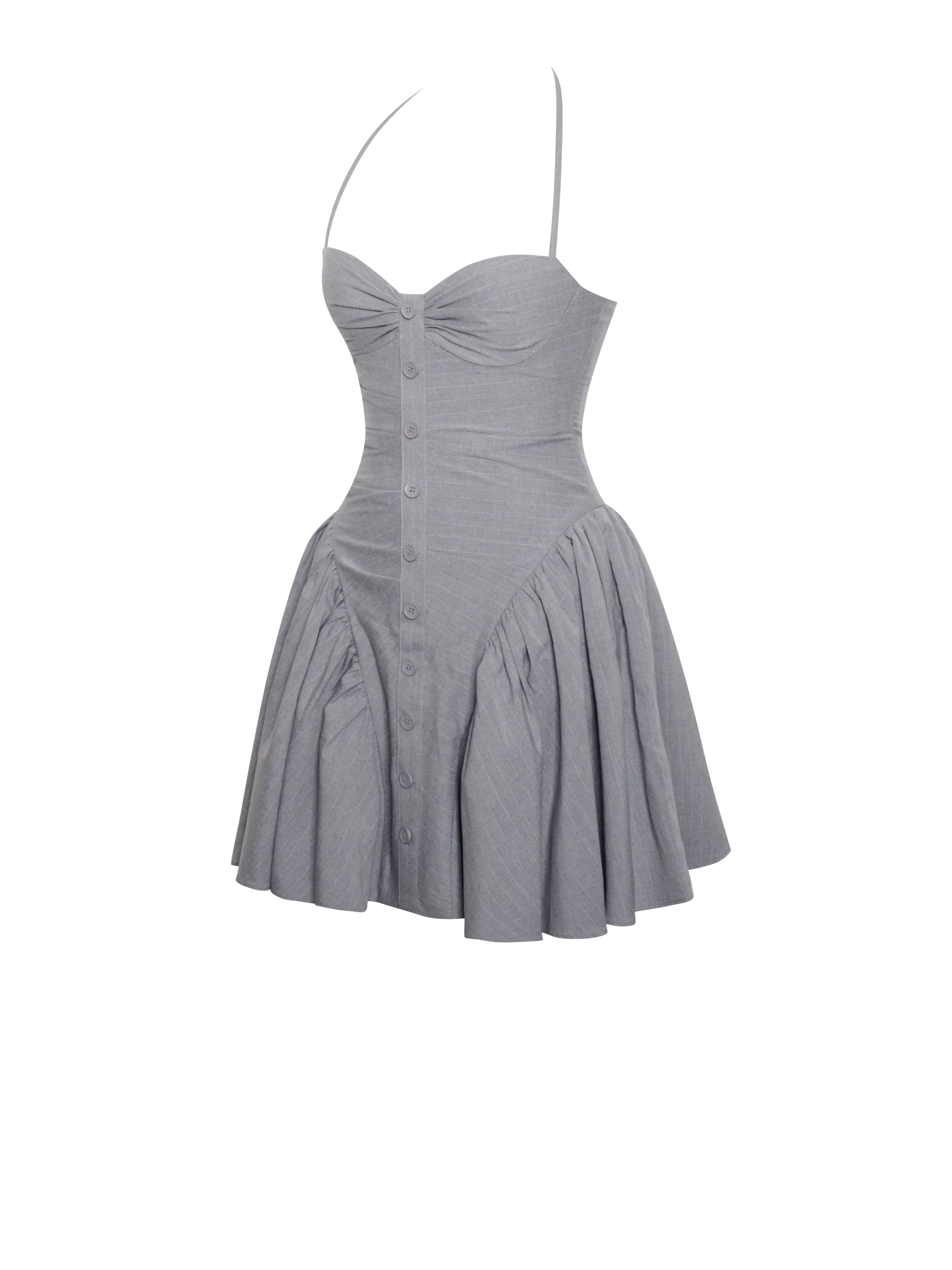 Melody Gray Stripe Halter Drop Waist Mini Dress - Image 13