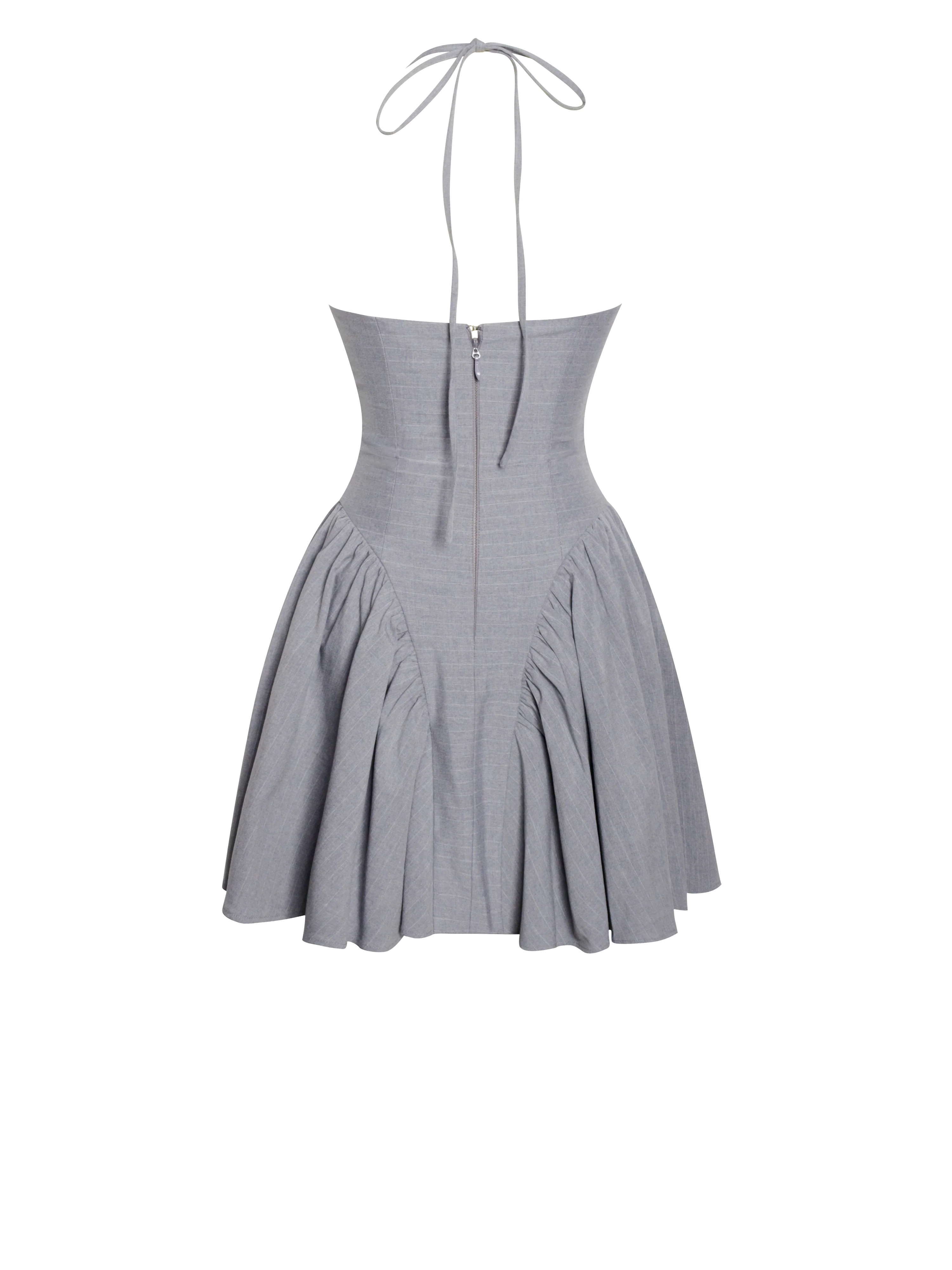 Melody Gray Stripe Halter Drop Waist Mini Dress - Image 14