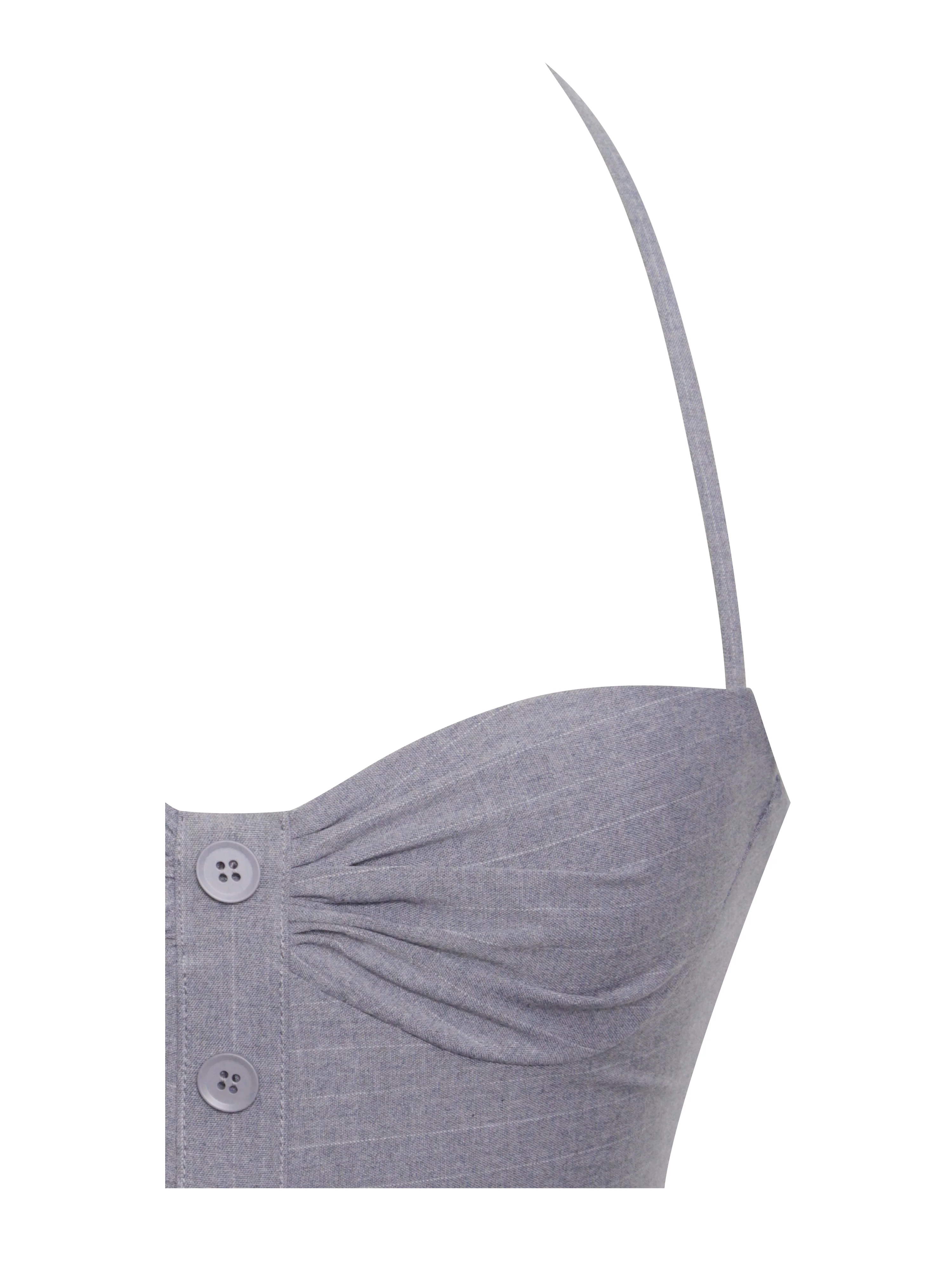 Melody Gray Stripe Halter Drop Waist Mini Dress - Image 15