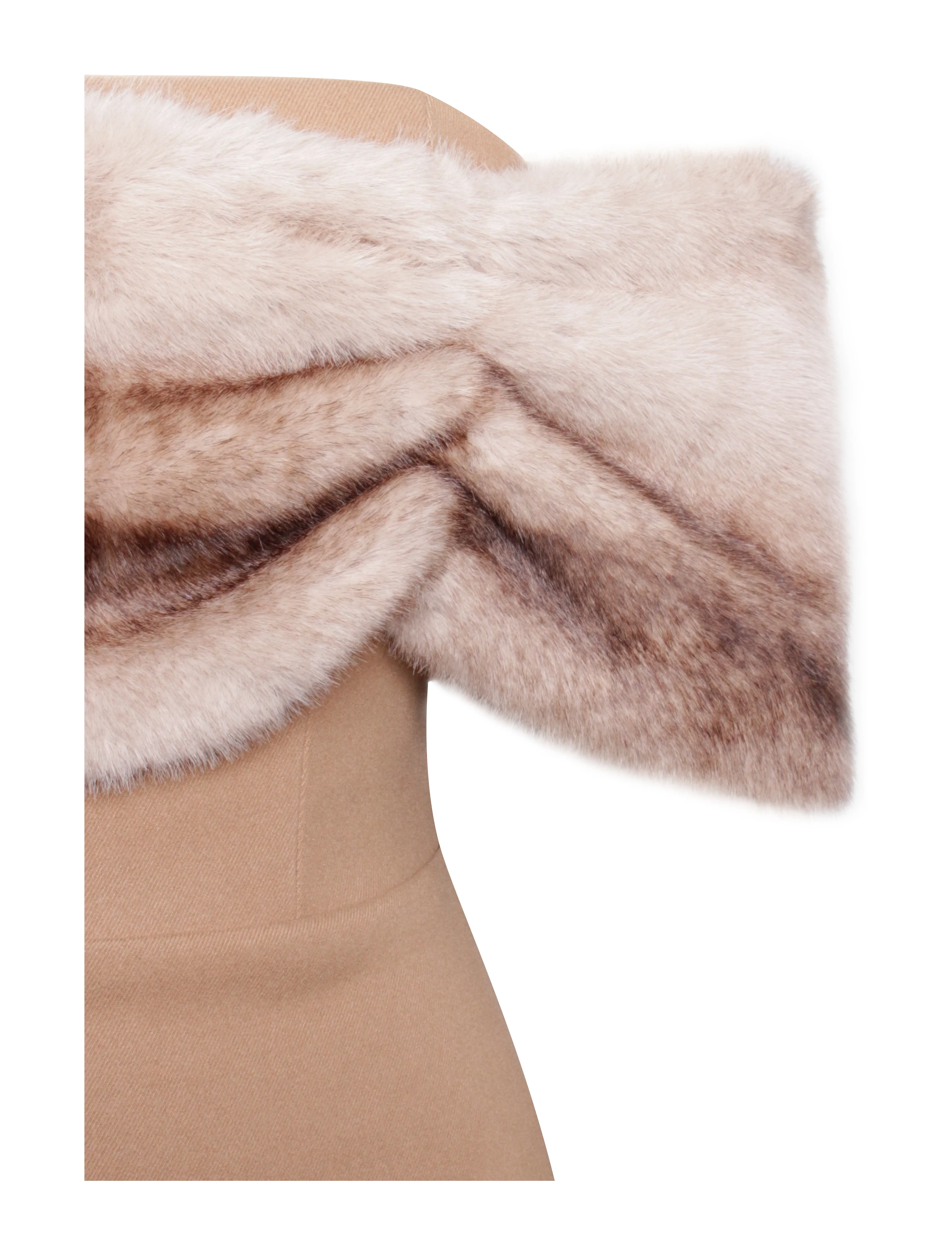 Nadira Off Shoulder Fur Trim Mini Dress - Image 13