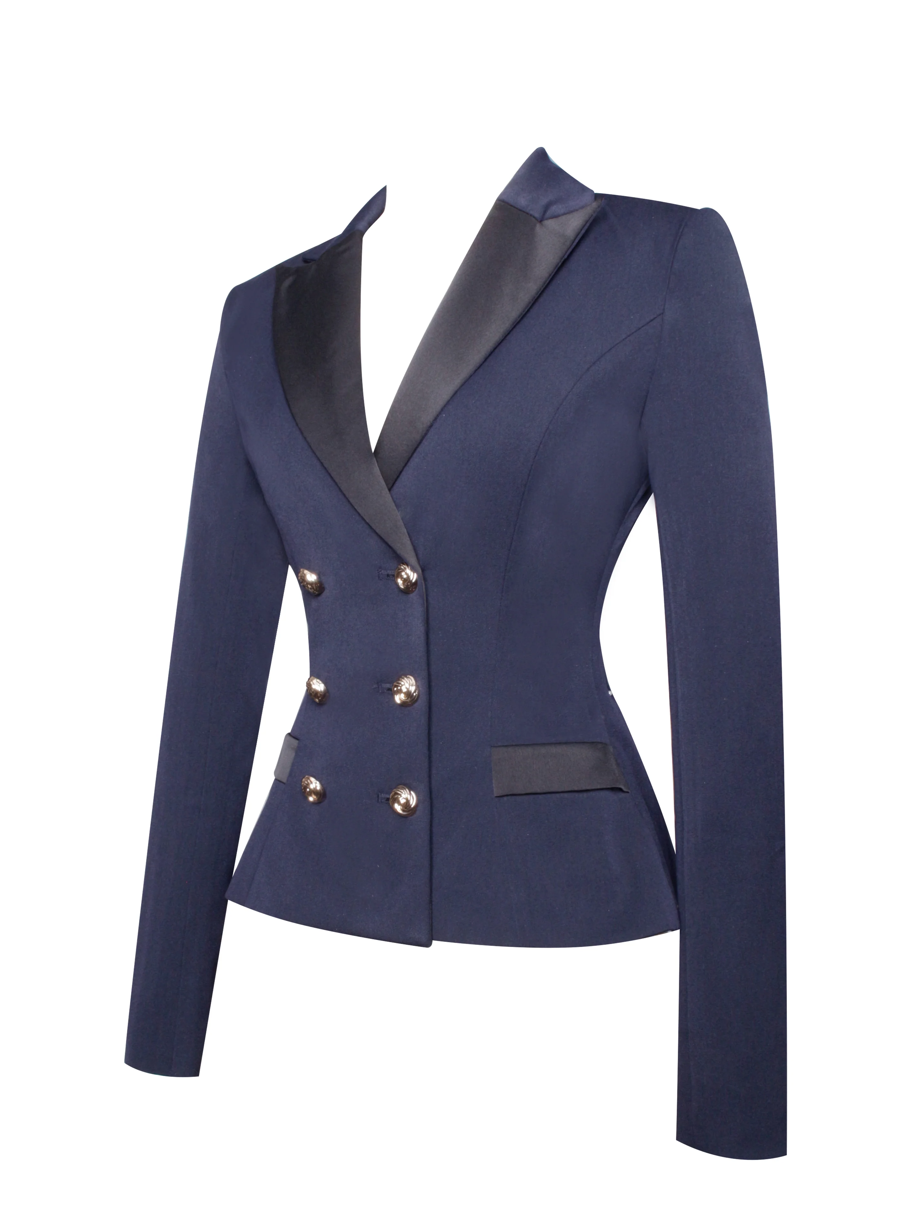 Nasia Navy Blue Double Breast Backless Blazer - Image 8