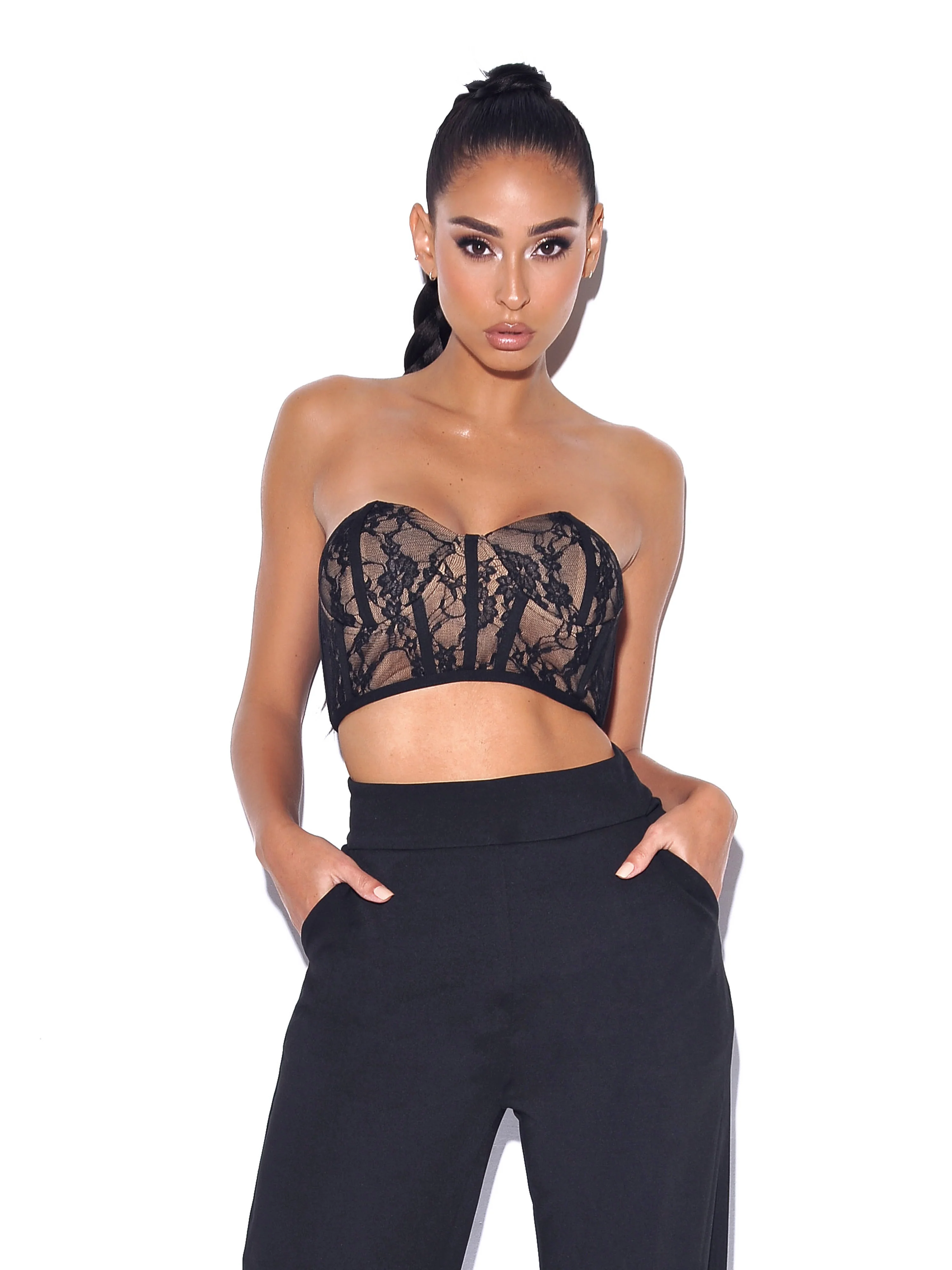 New Romantics Black Lace Corset Top - Image 3