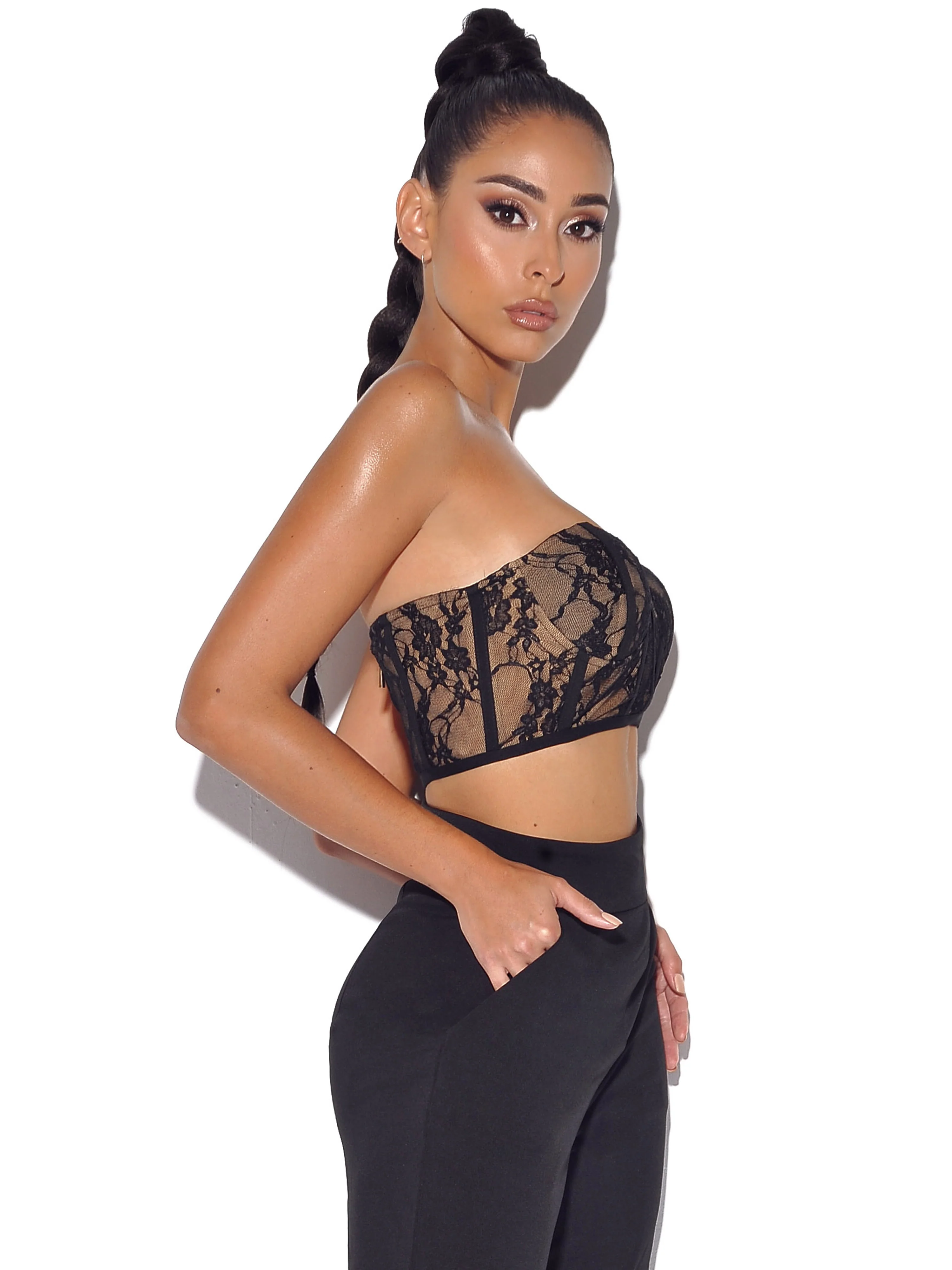 New Romantics Black Lace Corset Top - Image 4
