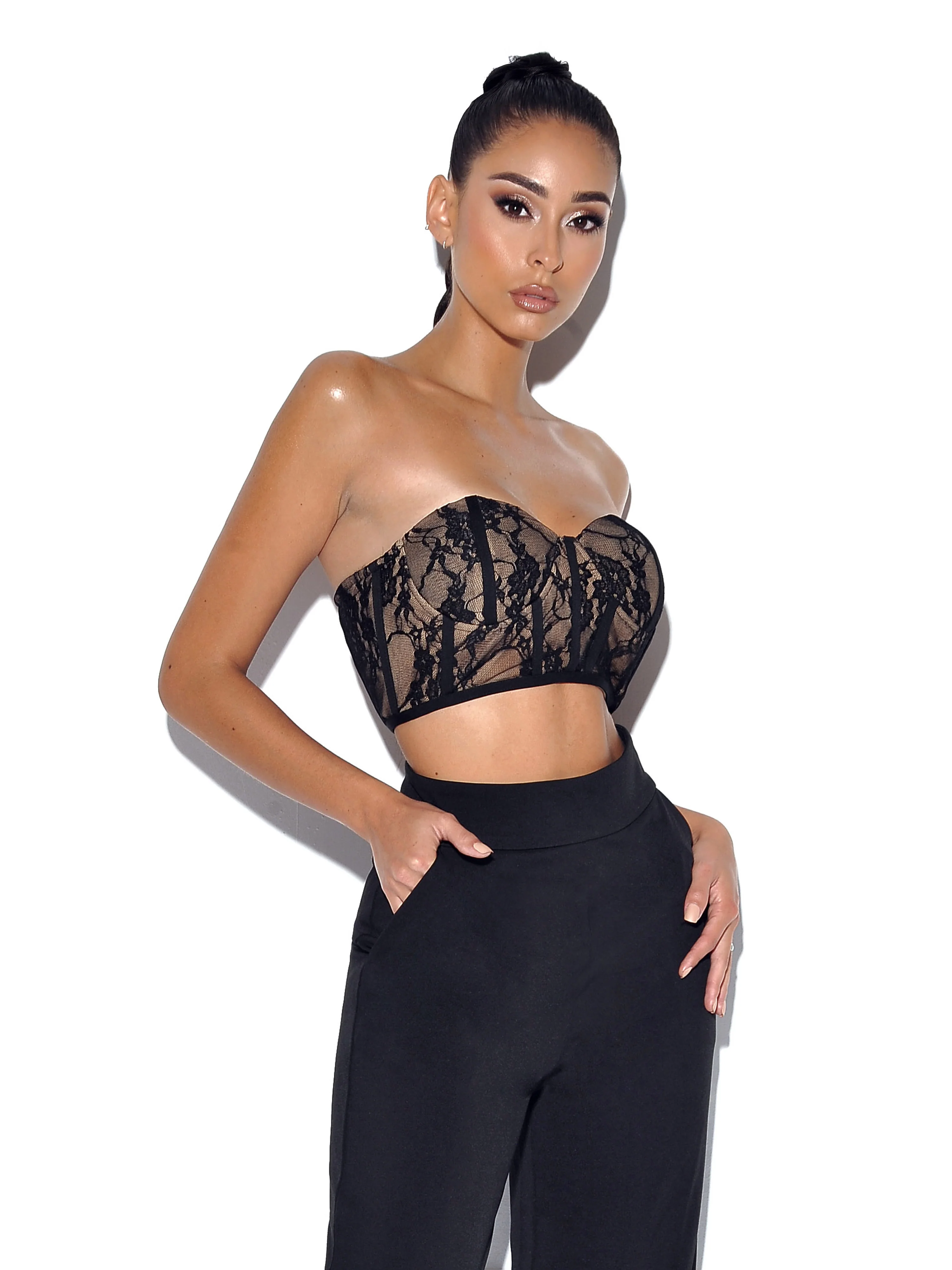 New Romantics Black Lace Corset Top - Image 5