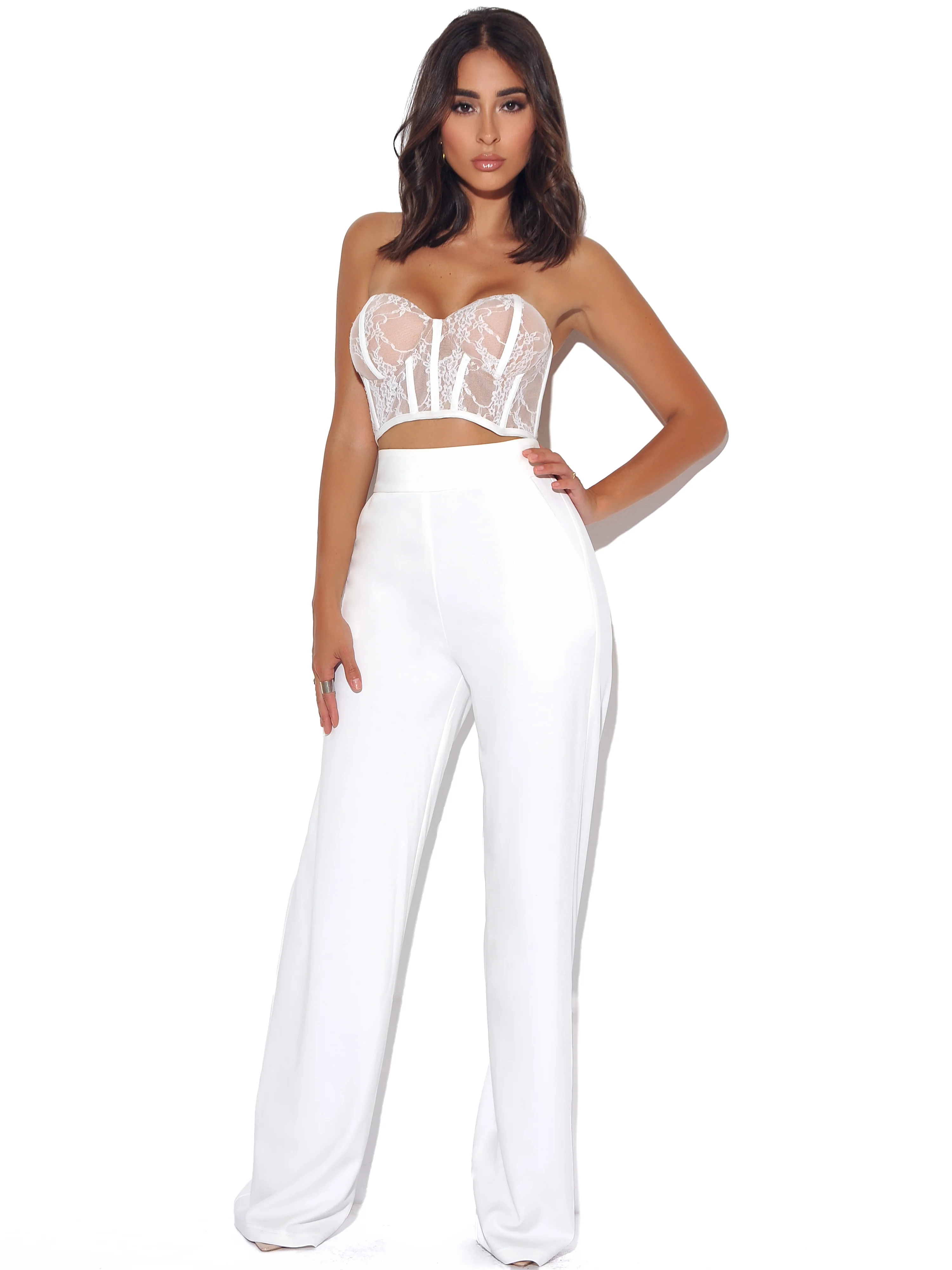 New Romantics White Lace Corset Top - Image 11