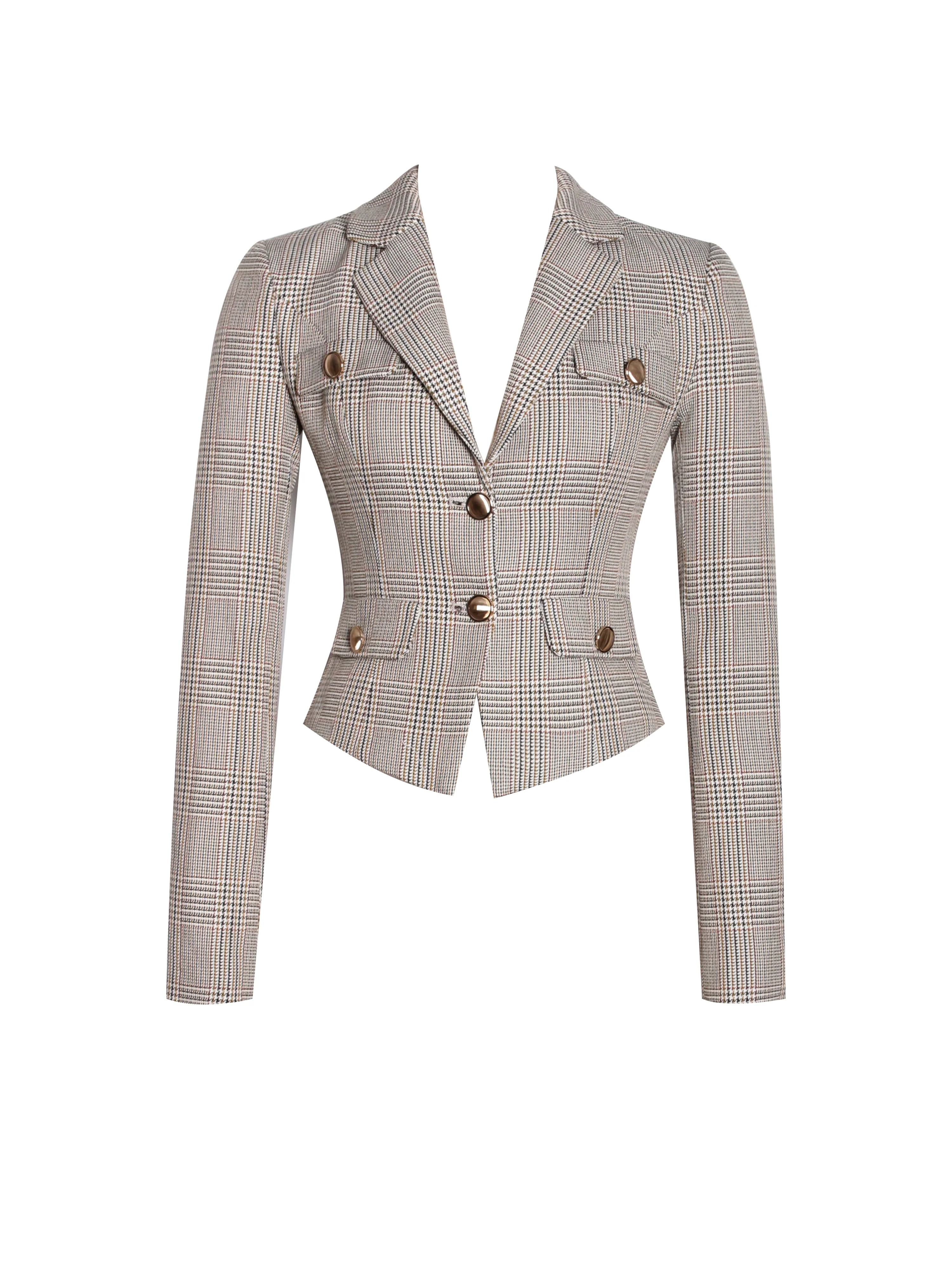Oakley Brown Plaid Preppy Style Blazer Jacket - Image 12
