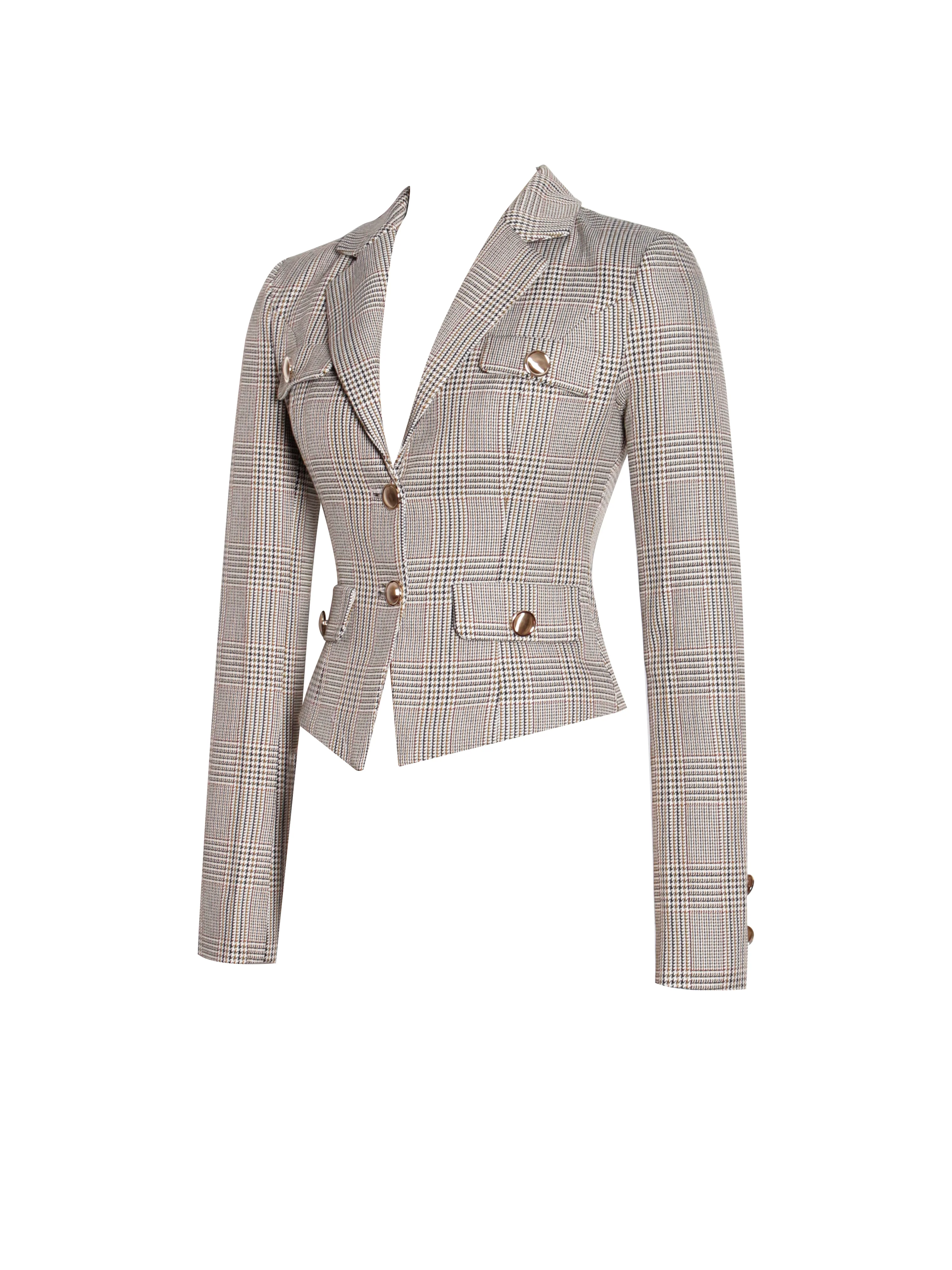 Oakley Brown Plaid Preppy Style Blazer Jacket - Image 13