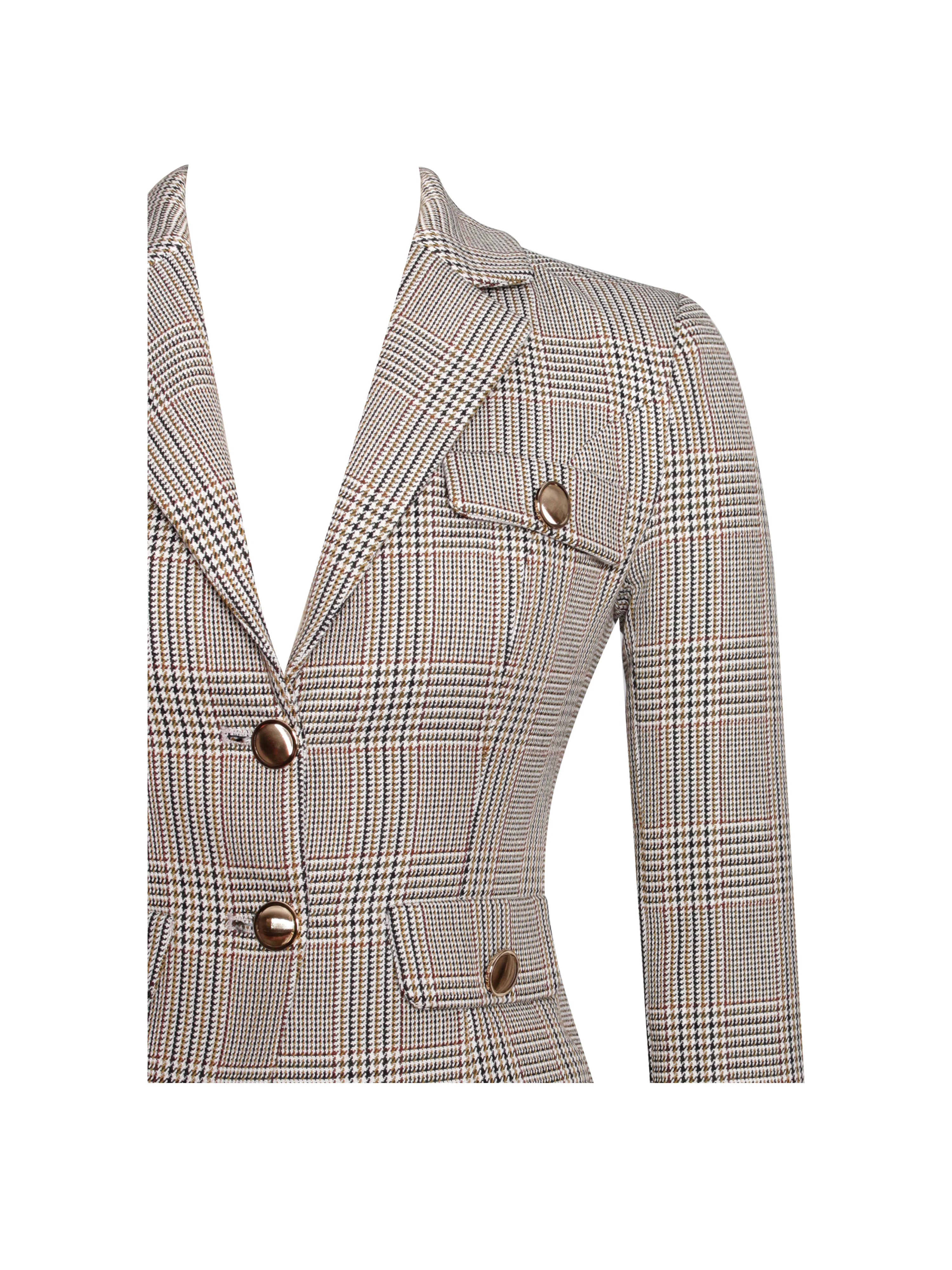 Oakley Brown Plaid Preppy Style Blazer Jacket - Image 15