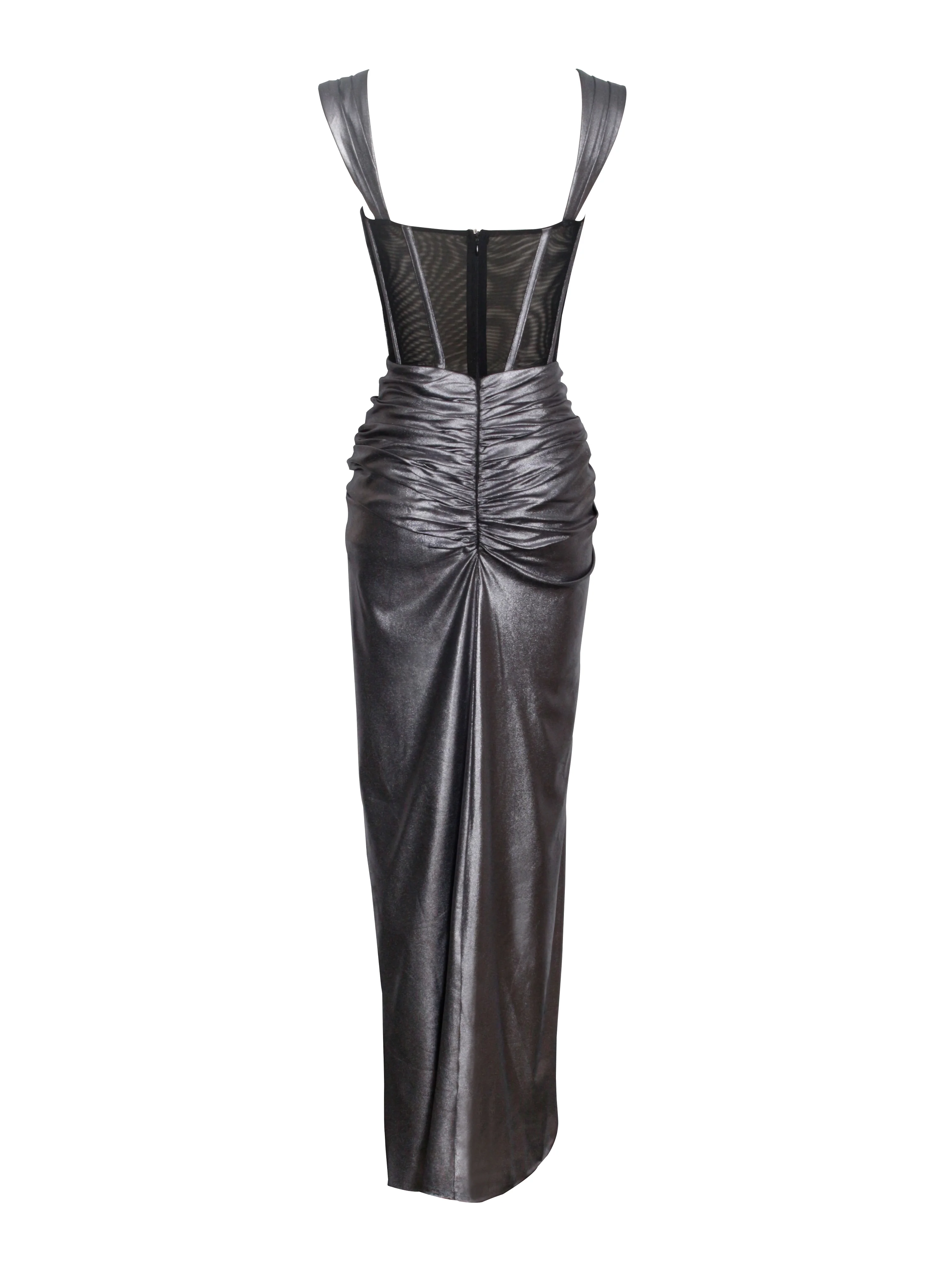 Odessa Silver Metallic Corset Maxi Dress - Image 10