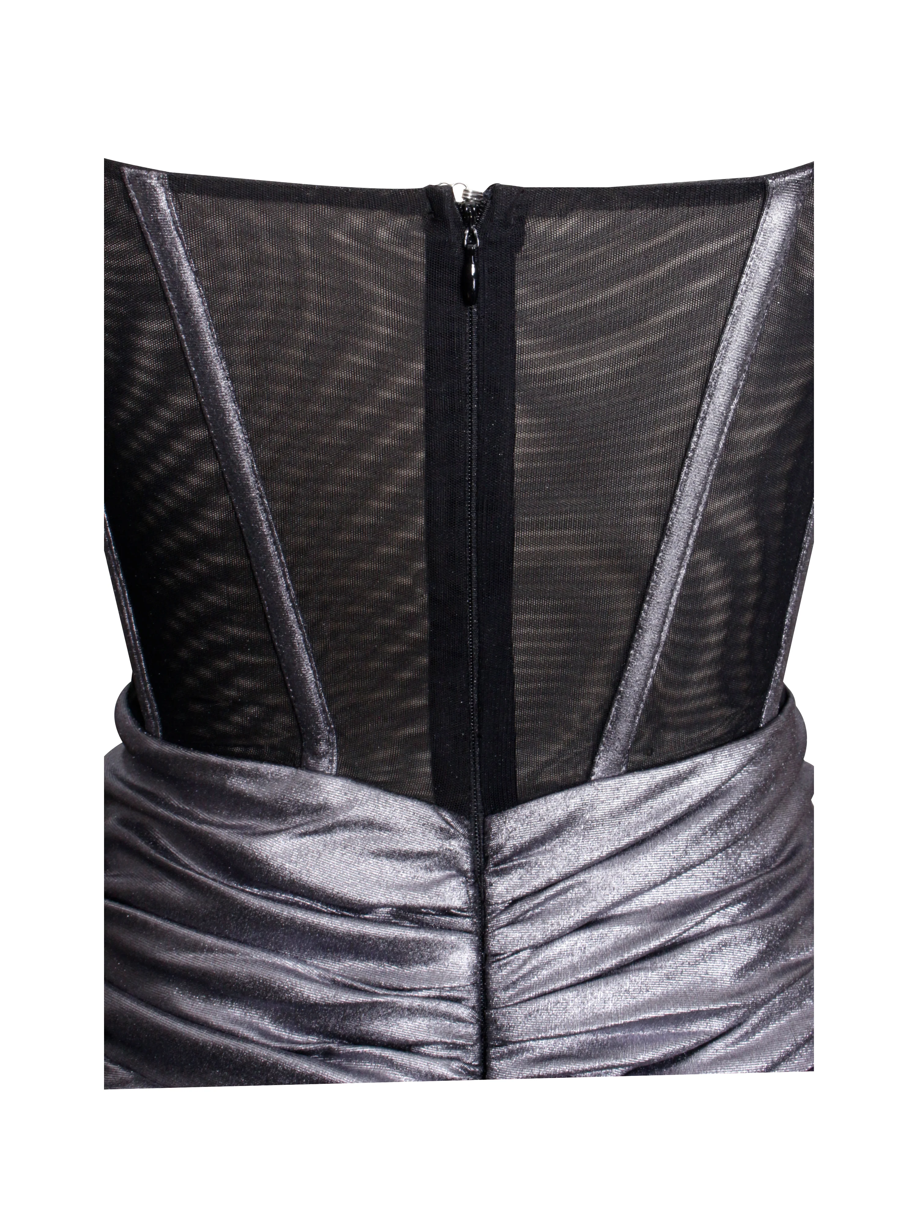 Odessa Silver Metallic Corset Maxi Dress - Image 13
