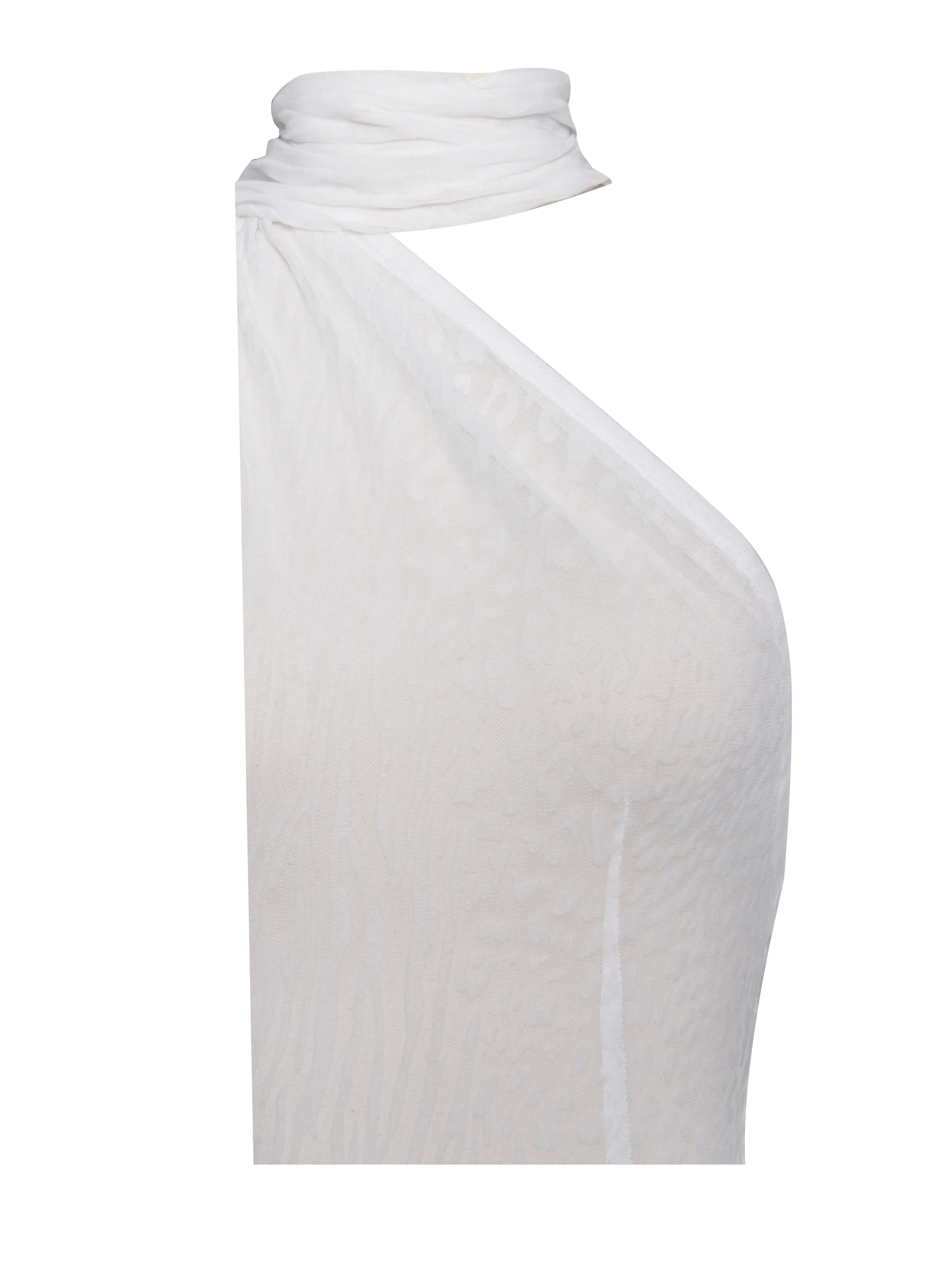 Olena White Burnout Velvet Animal Print Mesh Halter Neck Maxi Dress - Image 20