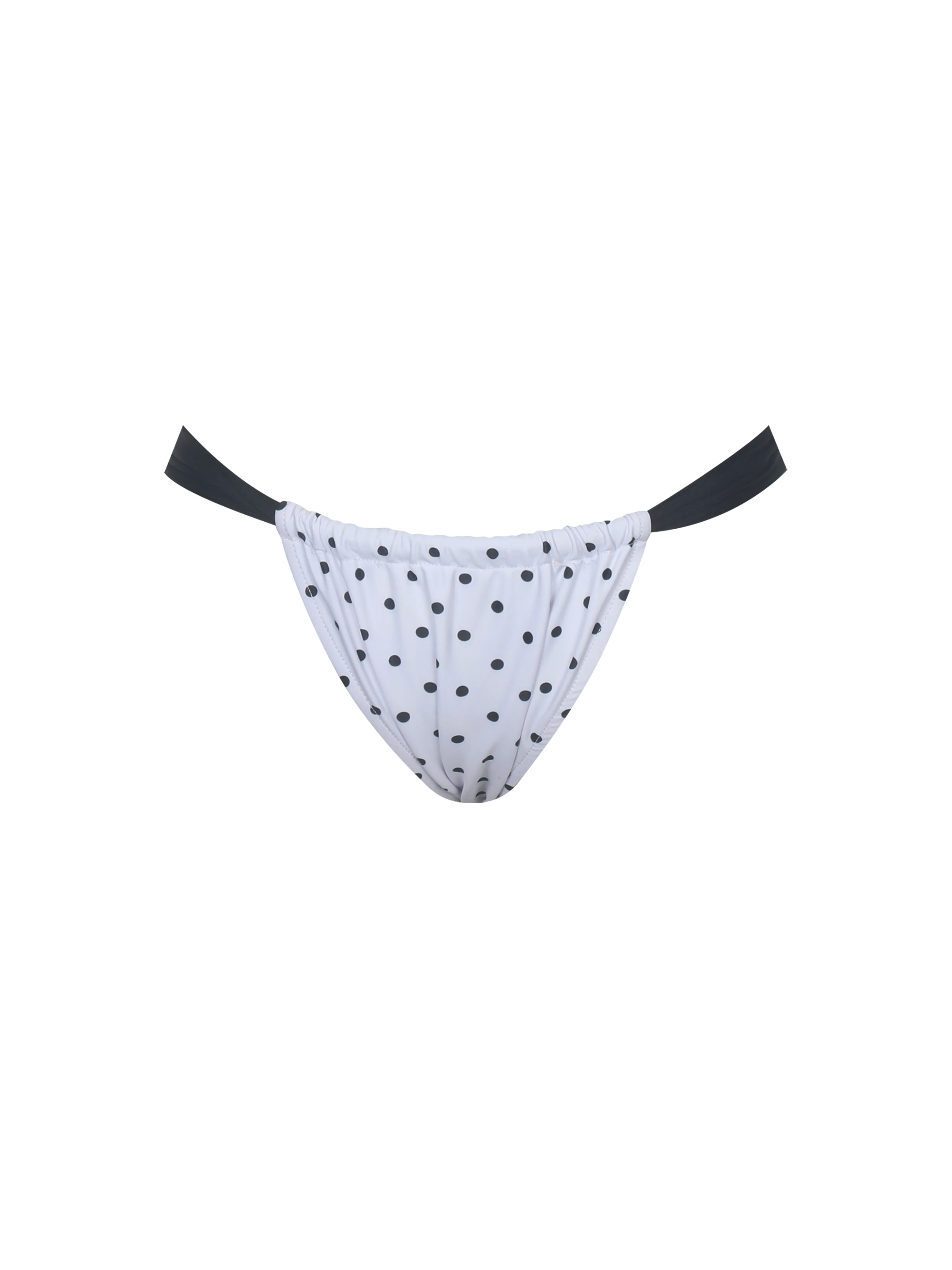 Oliveah Polka Dot Ruched Black Lacing Bikini Bottom - Image 5