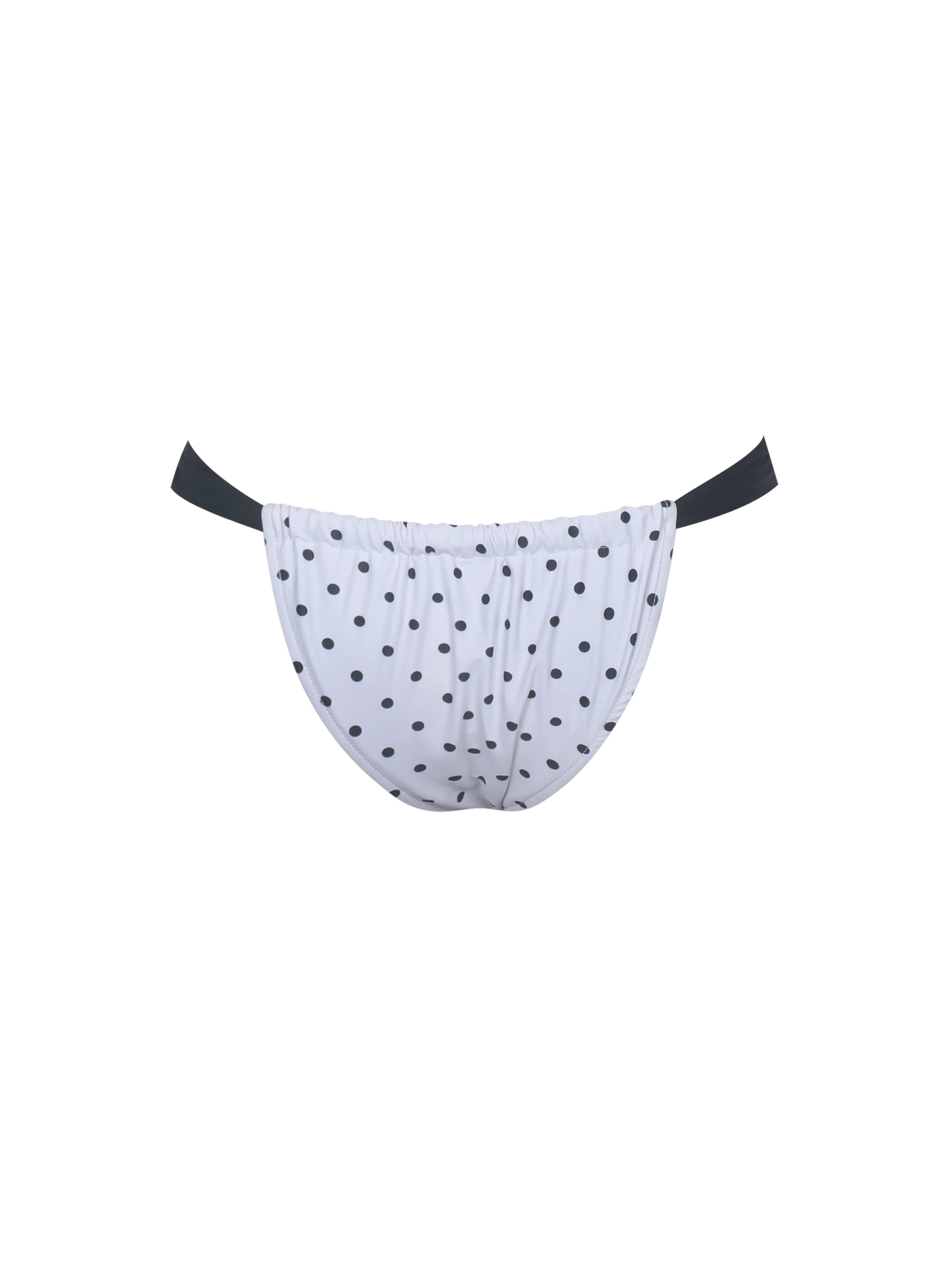 Oliveah Polka Dot Ruched Black Lacing Bikini Bottom - Image 7