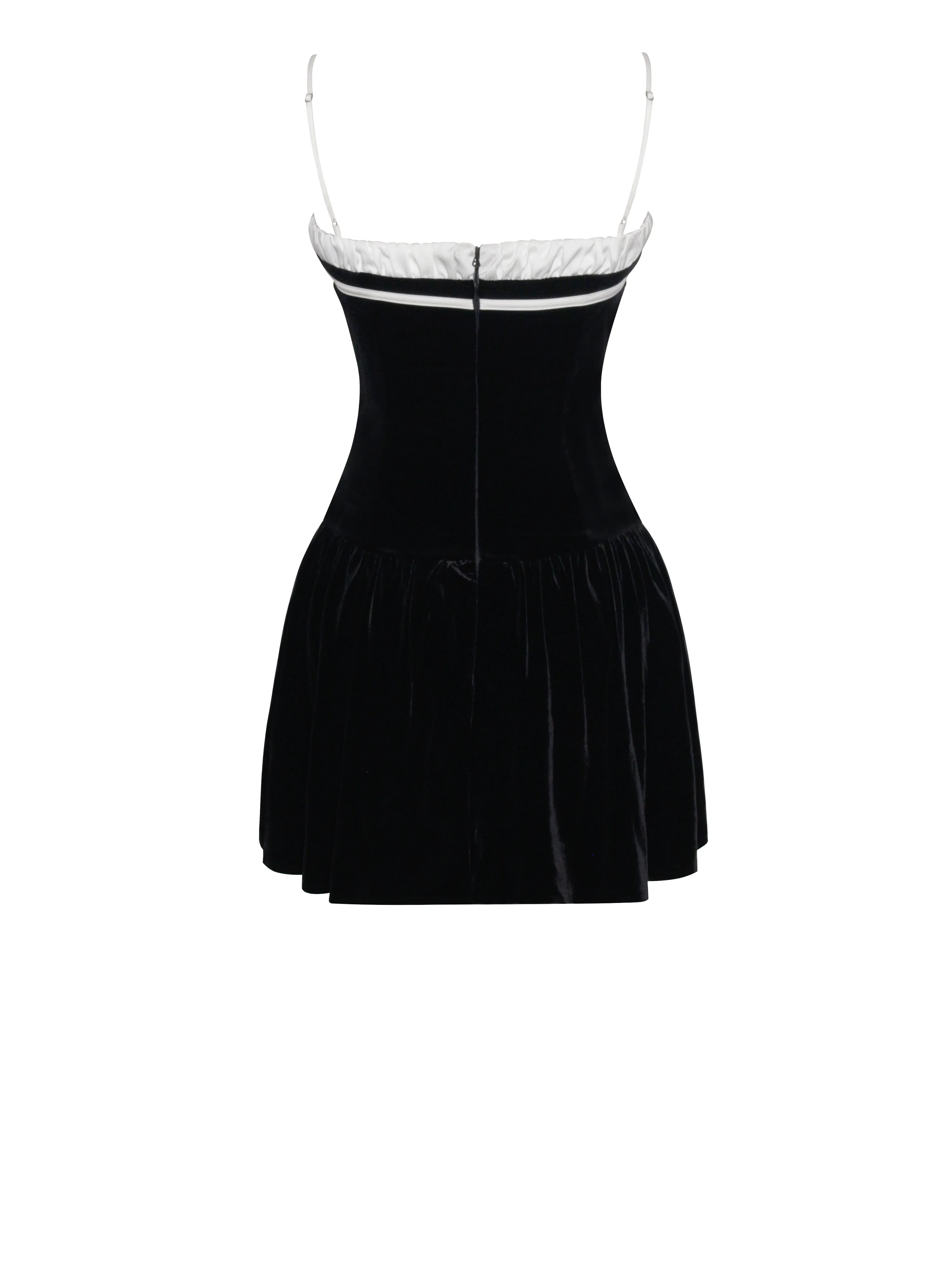 Olya Black and White Velvet A-Line Corset Mini Dress - Image 11