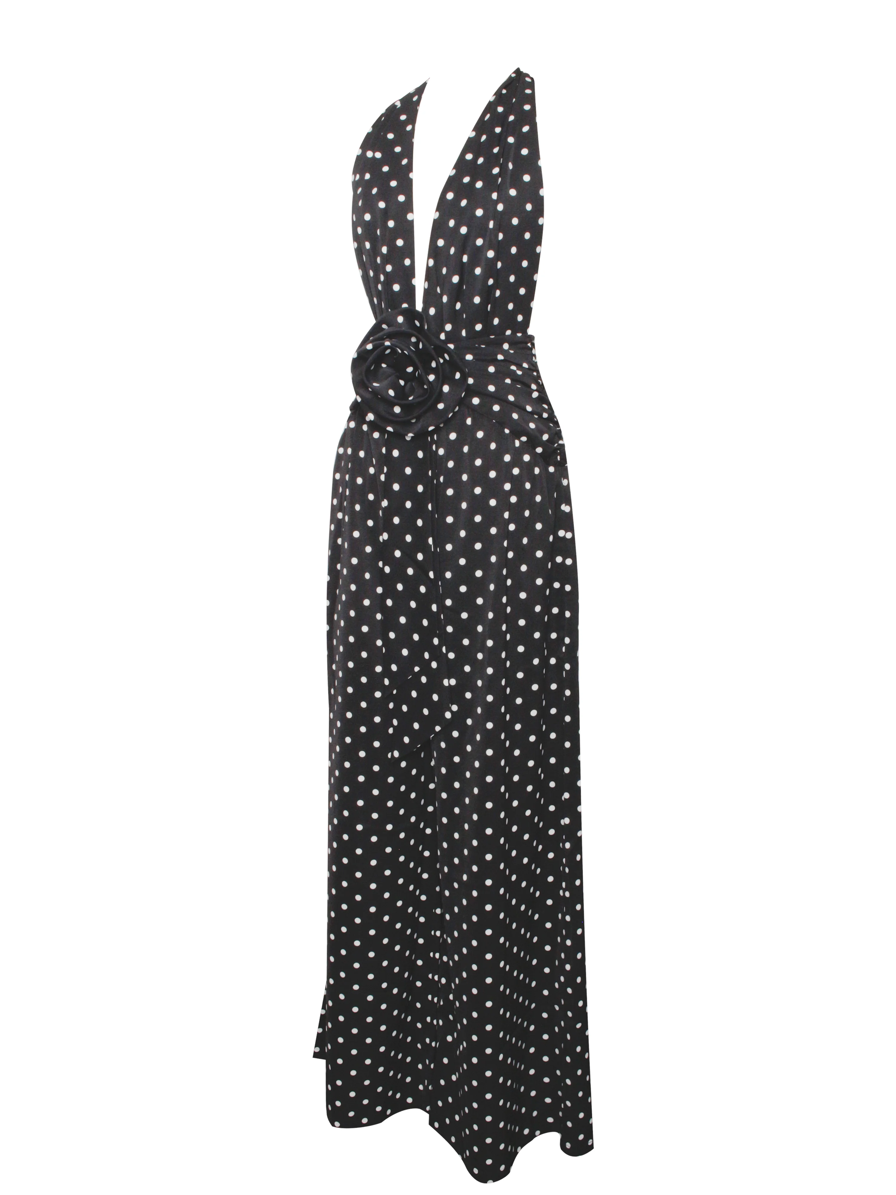 Oriana Black Polka Dots Halter Jumpsuit - Image 16