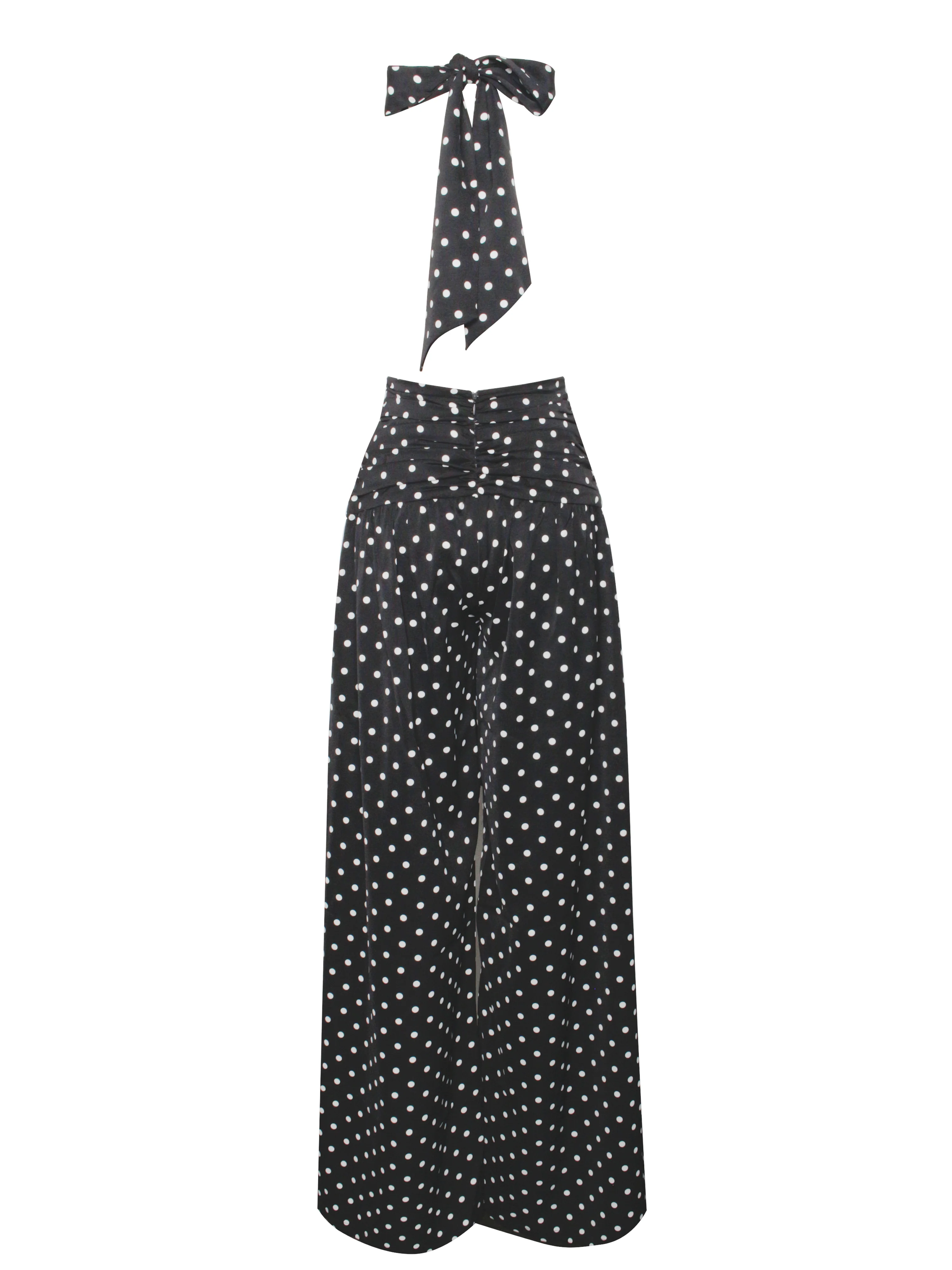 Oriana Black Polka Dots Halter Jumpsuit - Image 17