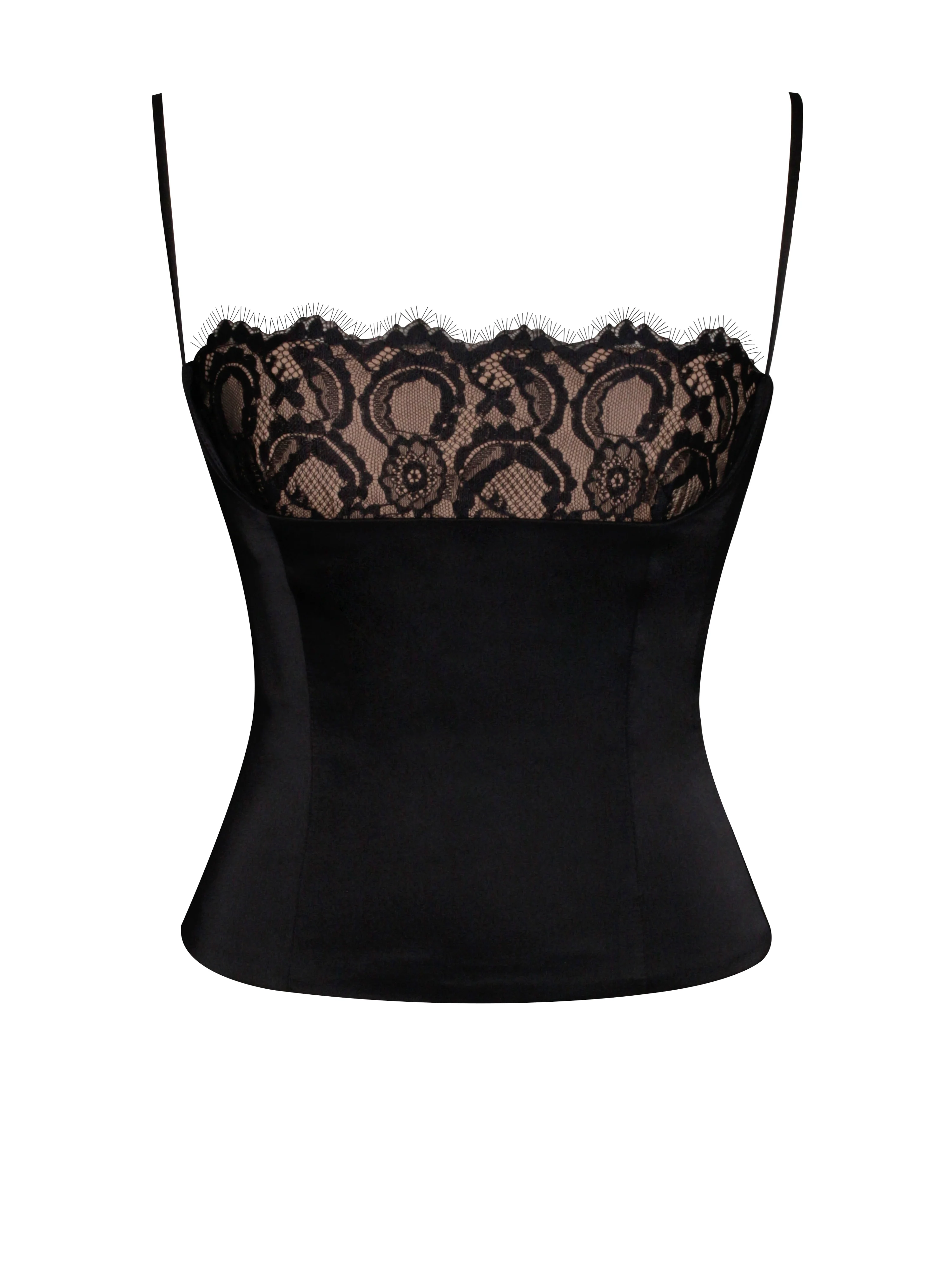 Padma Black Satin Lace Bustier Corset Top - Image 6