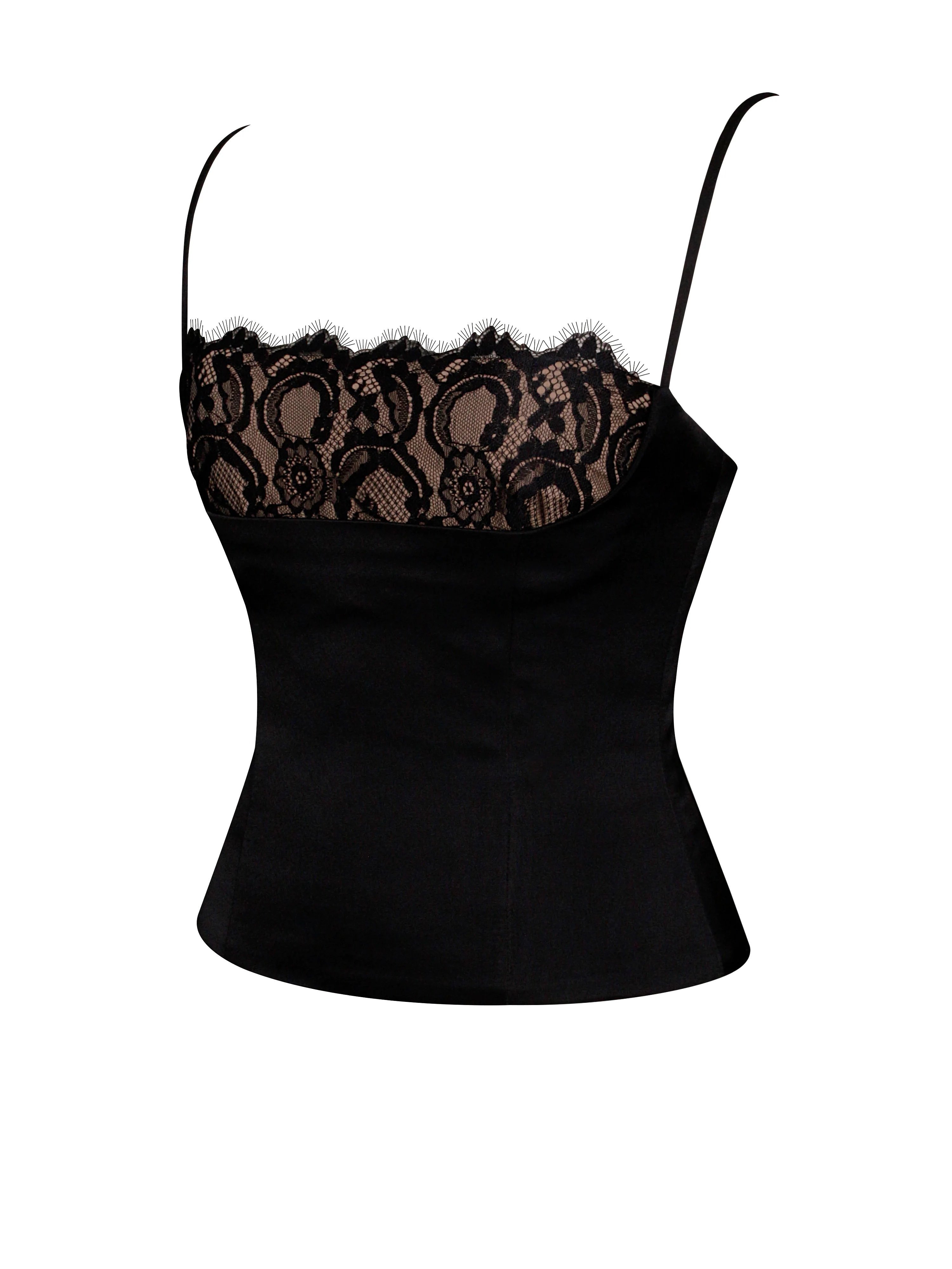 Padma Black Satin Lace Bustier Corset Top - Image 7