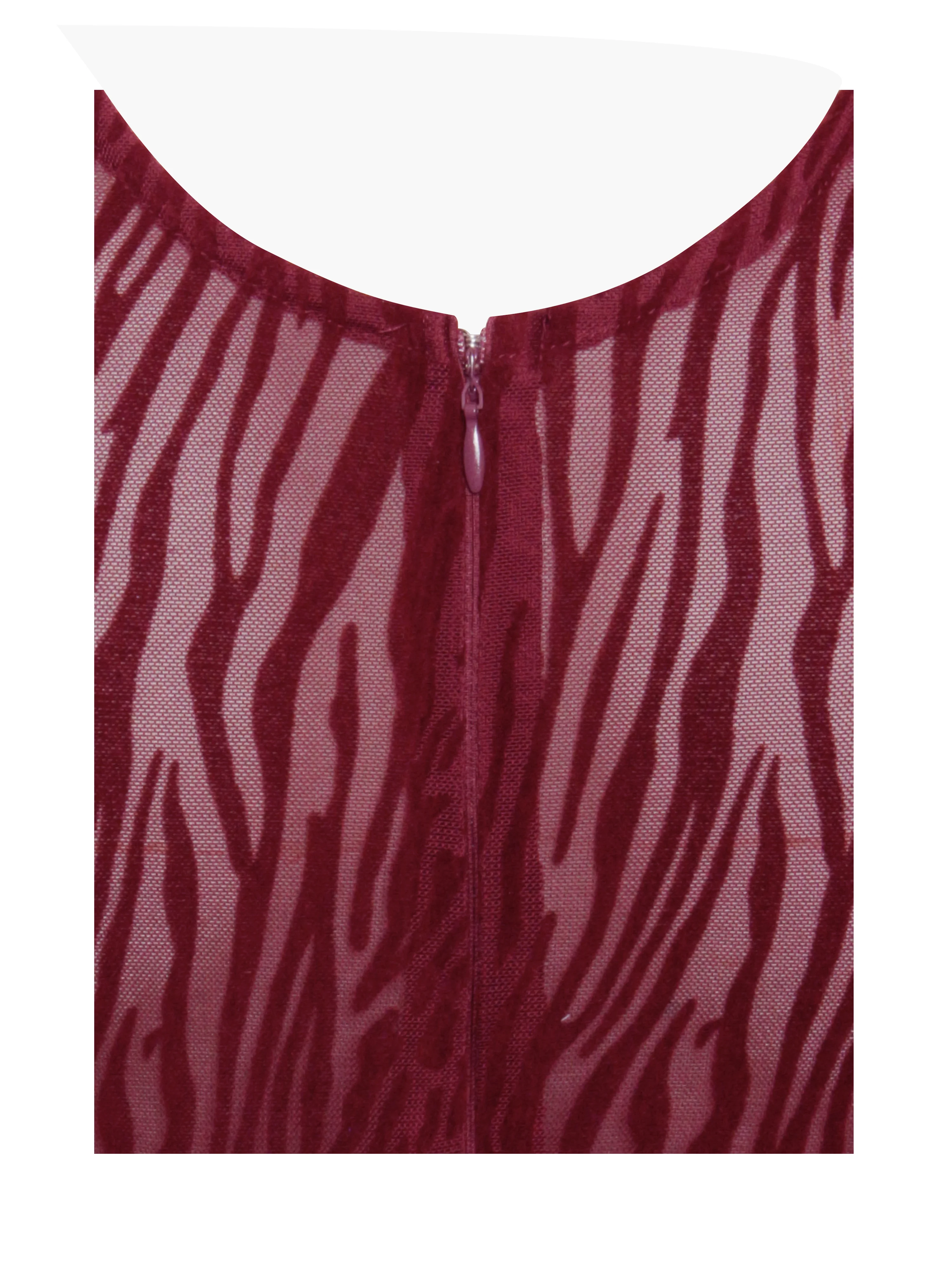 Patricia Burgundy Leopard Burnout Velvet Mesh Backless Maxi Dress - Image 17