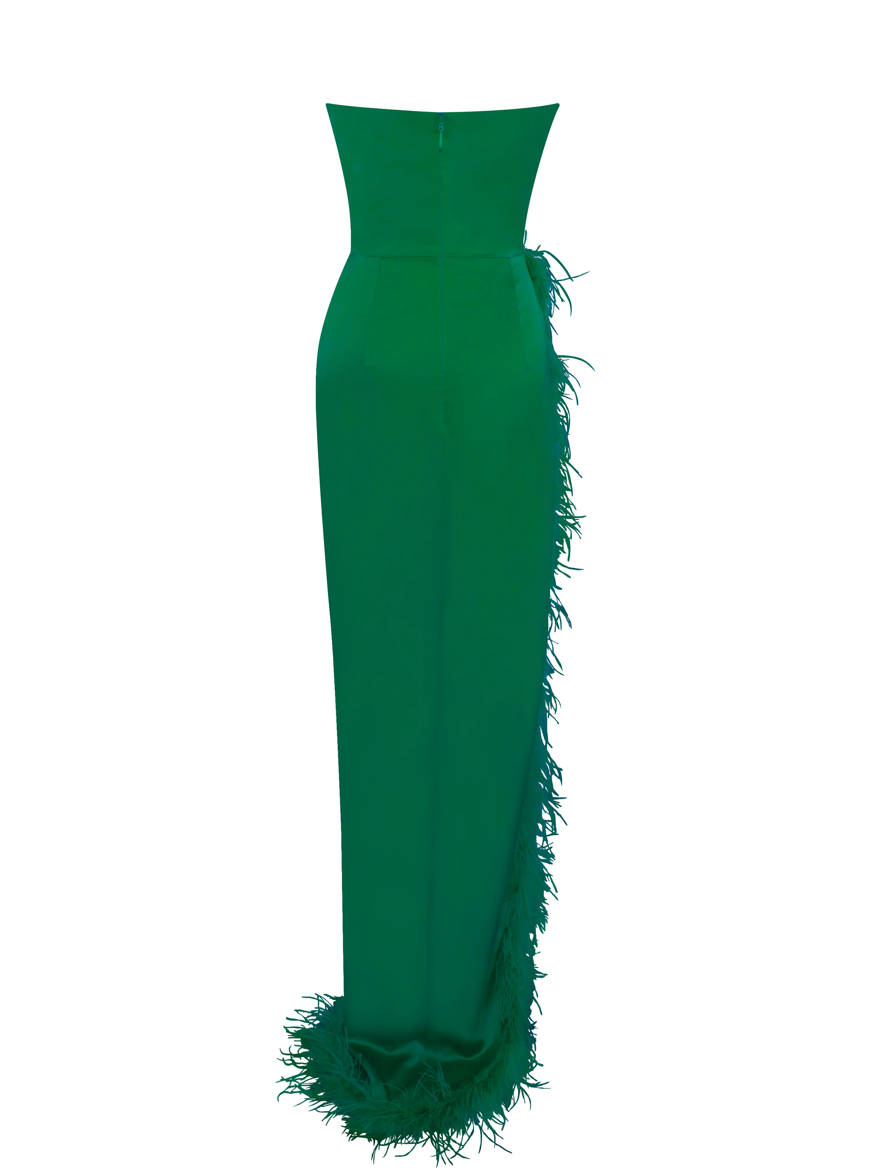 Perrin Emerald Green Feather Dress High Slit Gown - Image 14