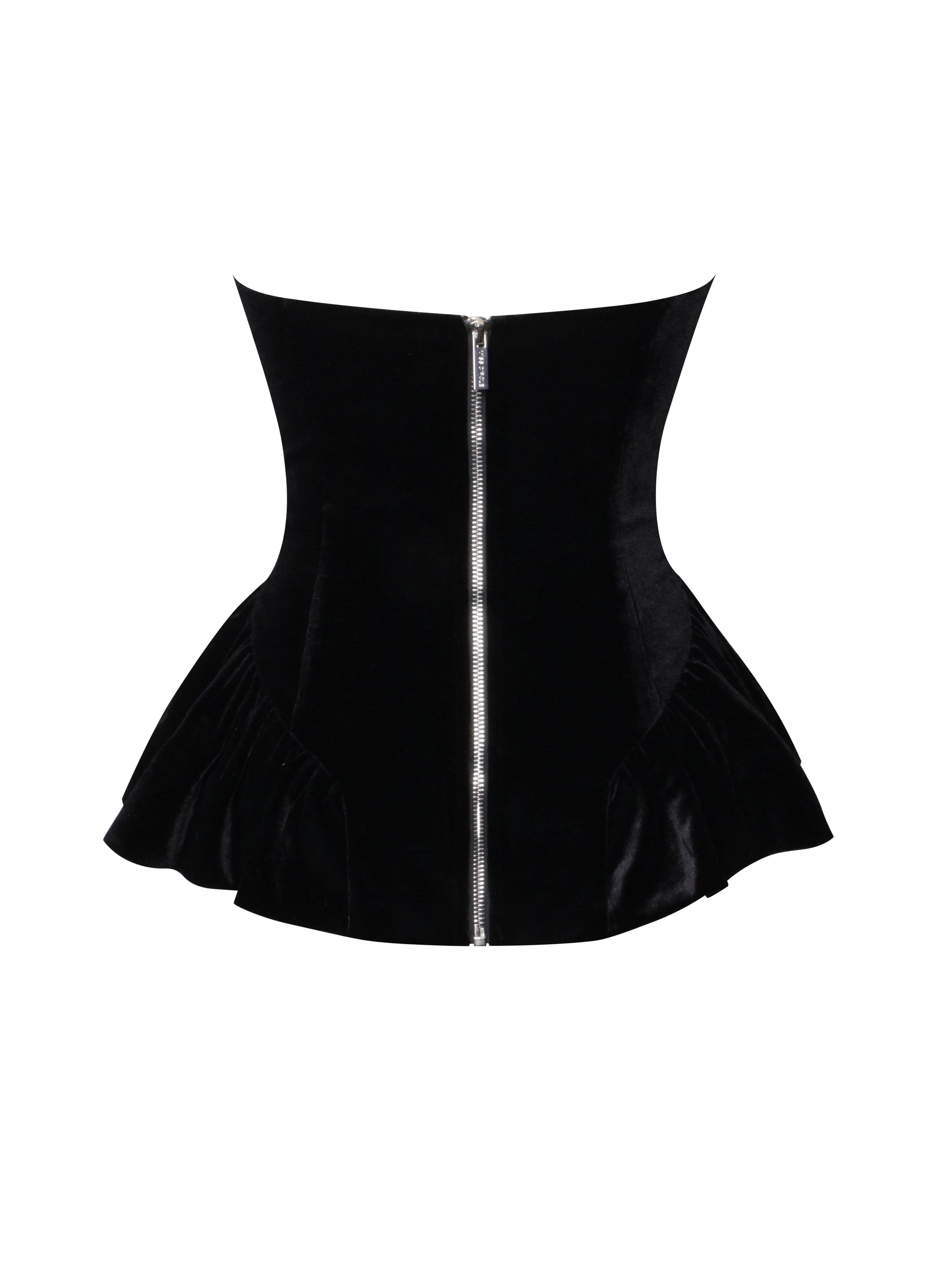 Qiara Black Velvet Peplum Top with Lace Trim - Image 15