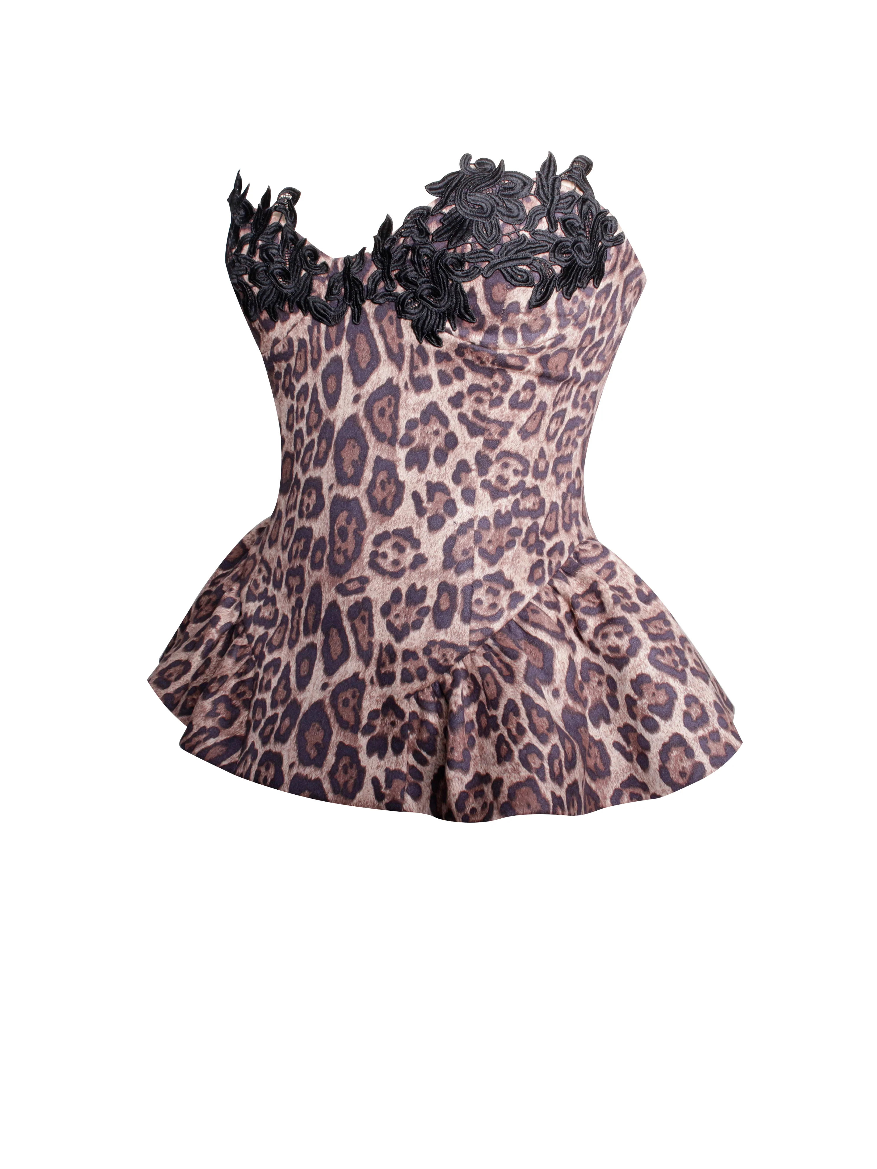 Qiara Cheetah Print Peplum Top with Lace Trim - Image 12
