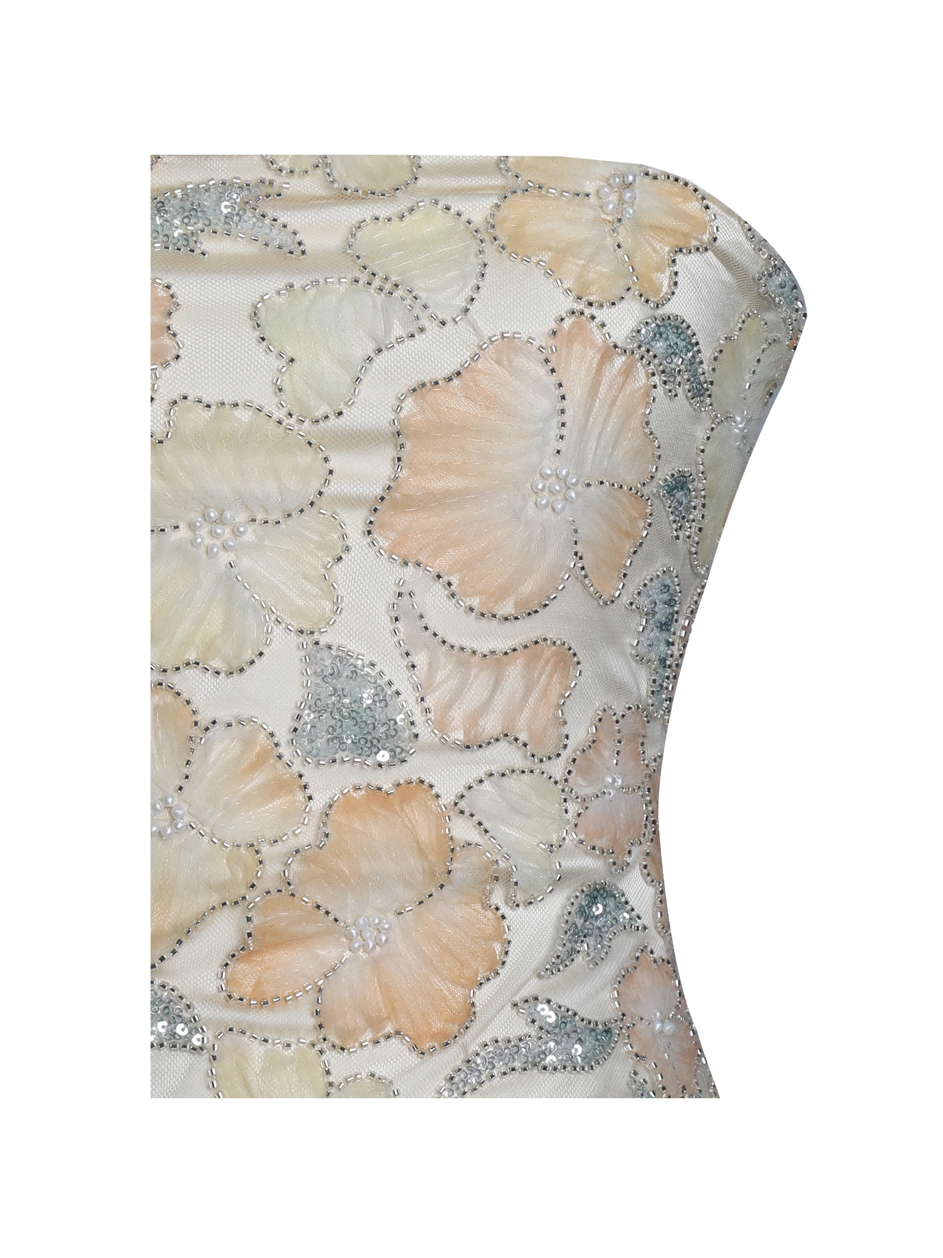 Quanisha Yellow Beaded Floral Mini Chiffon Dress with Scarf - Image 14