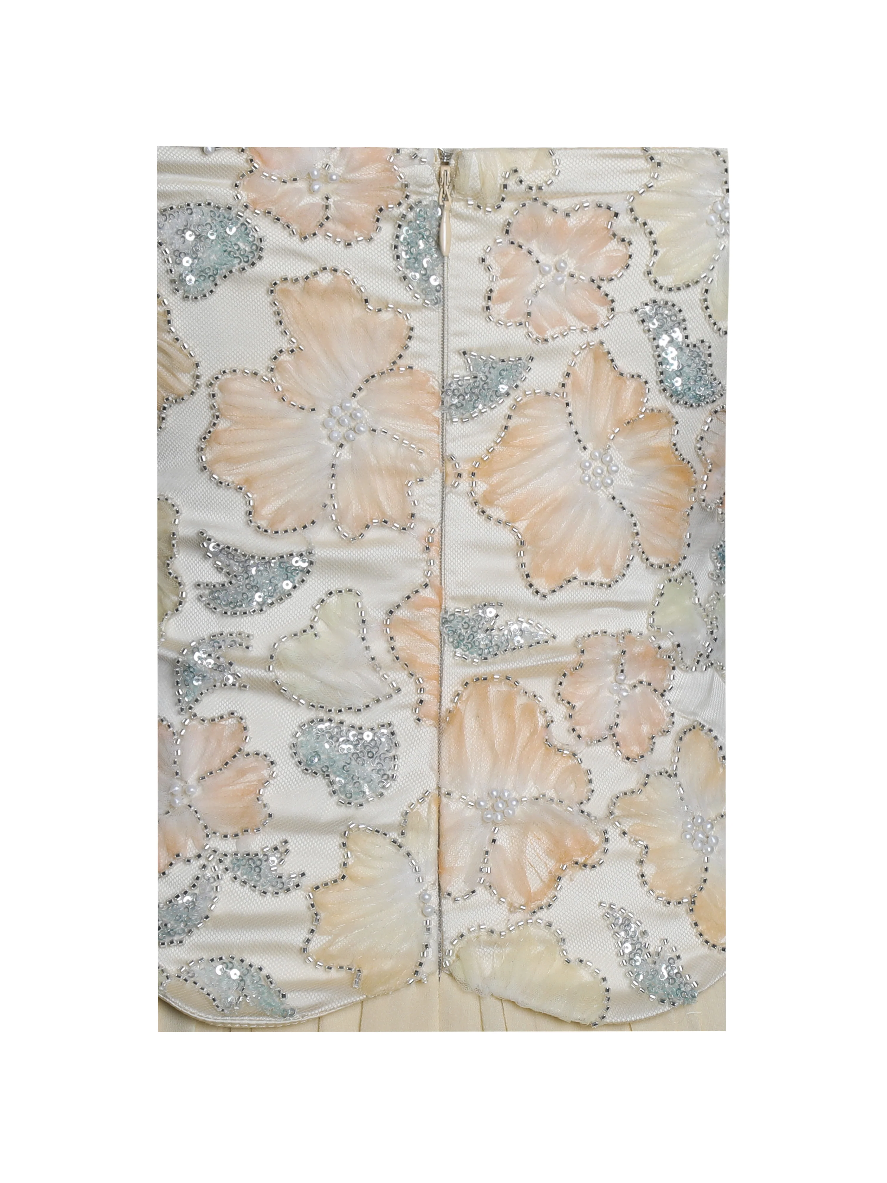 Quanisha Yellow Beaded Floral Mini Chiffon Dress with Scarf - Image 15