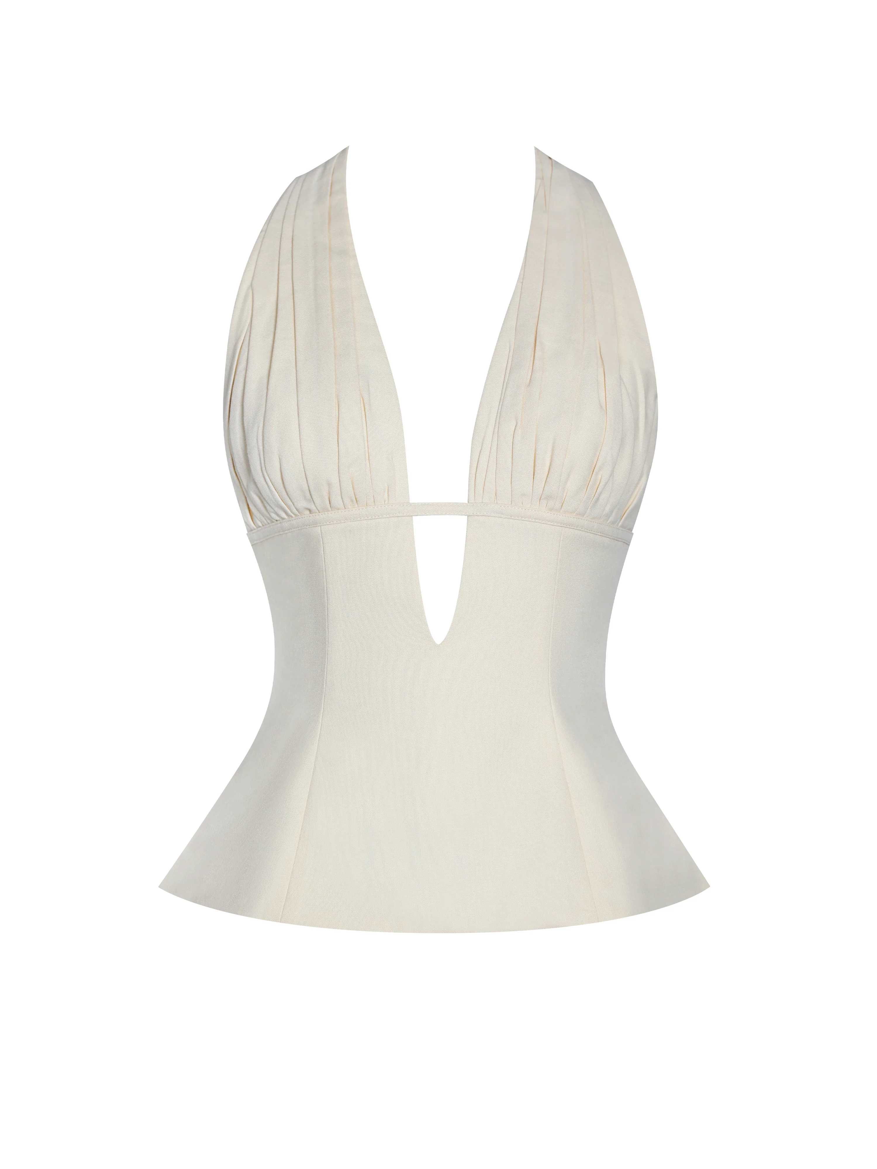 Quinzella Smock Back Halter Neck Linen Top - Image 12