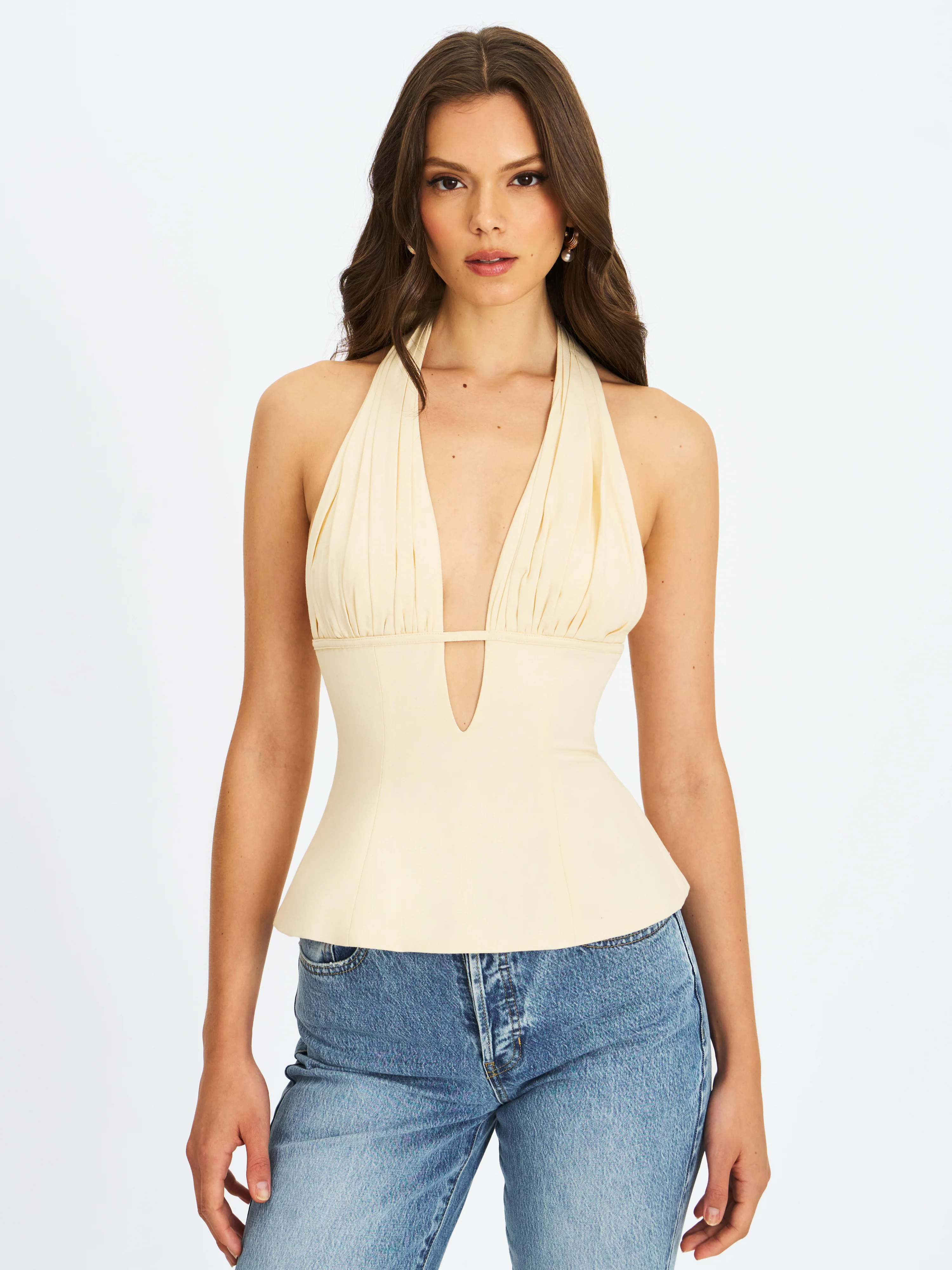 Quinzella Smock Back Halter Neck Linen Top - Image 3