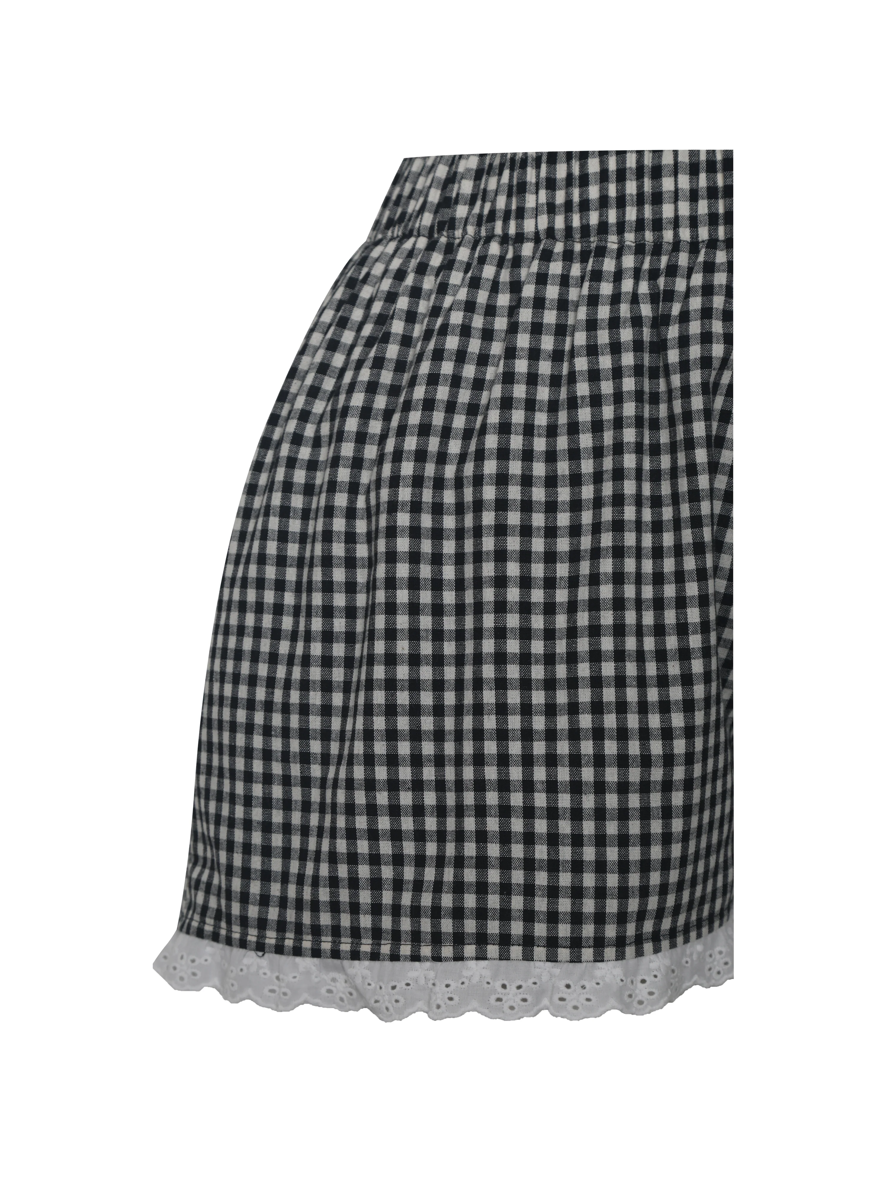Qutayla Black Gingham Lace Trim Shorts - Image 12