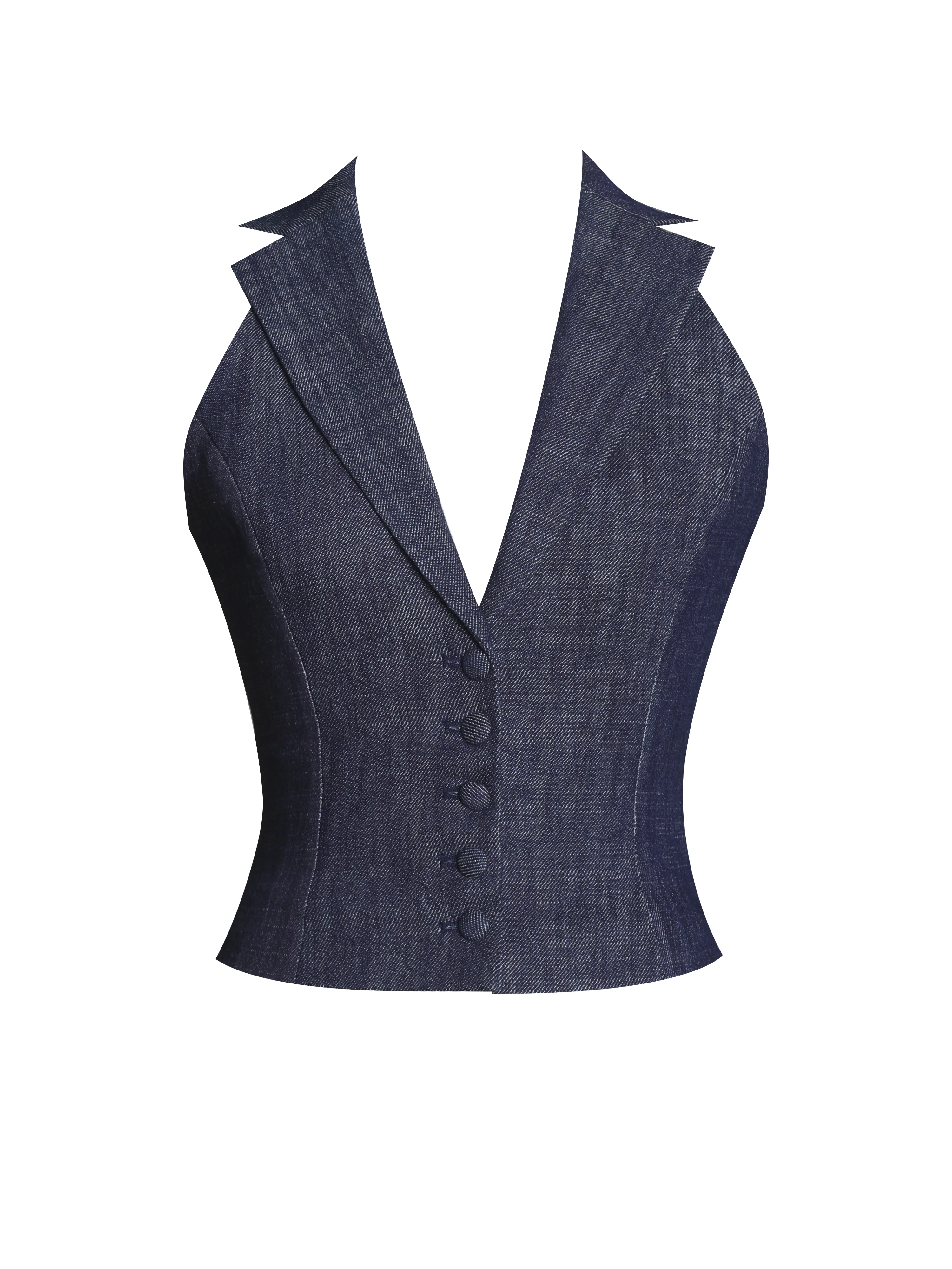 Rafaella Ruched Back Cotton Denim Suit Vest - Image 11
