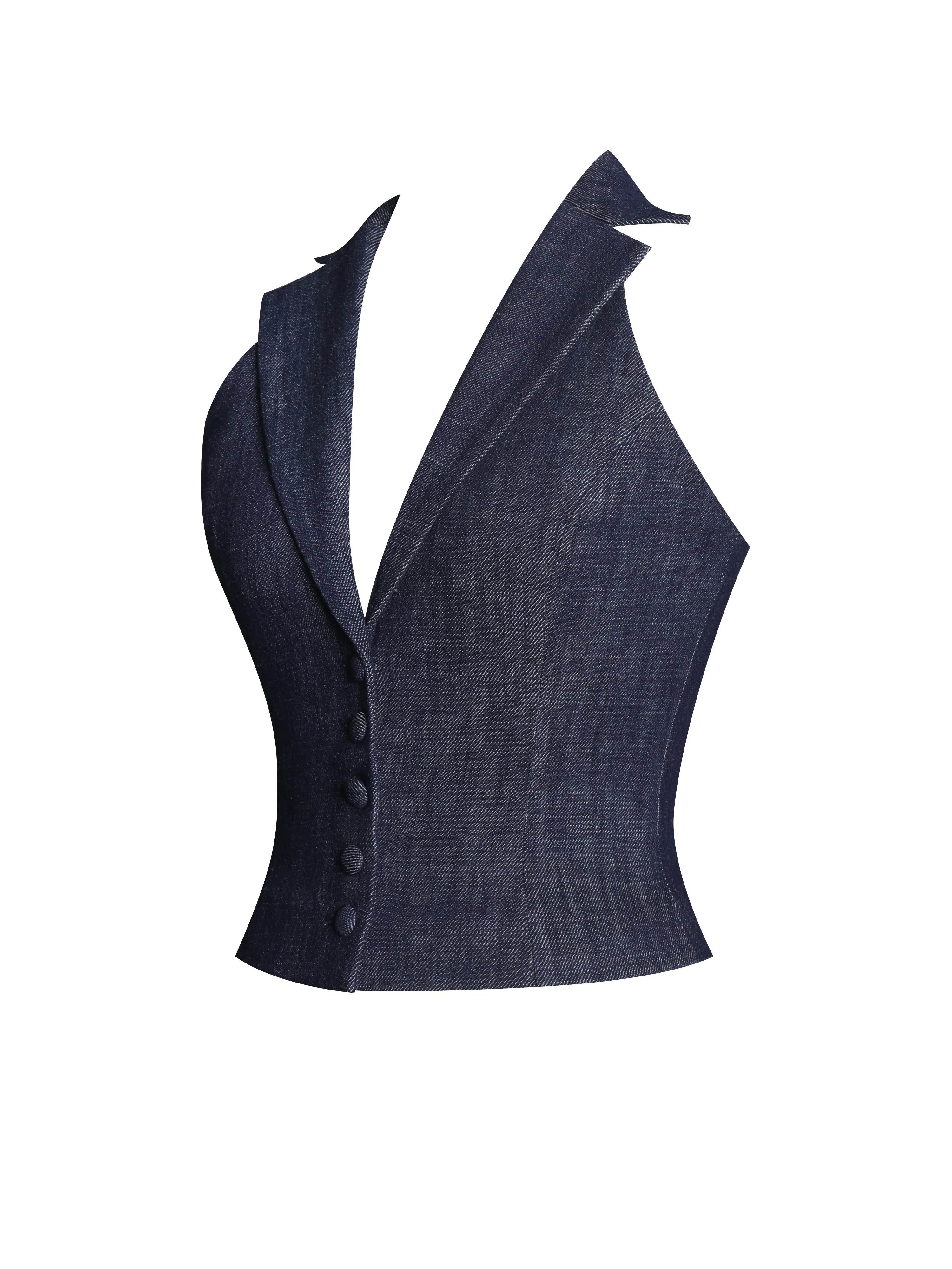 Rafaella Ruched Back Cotton Denim Suit Vest - Image 12