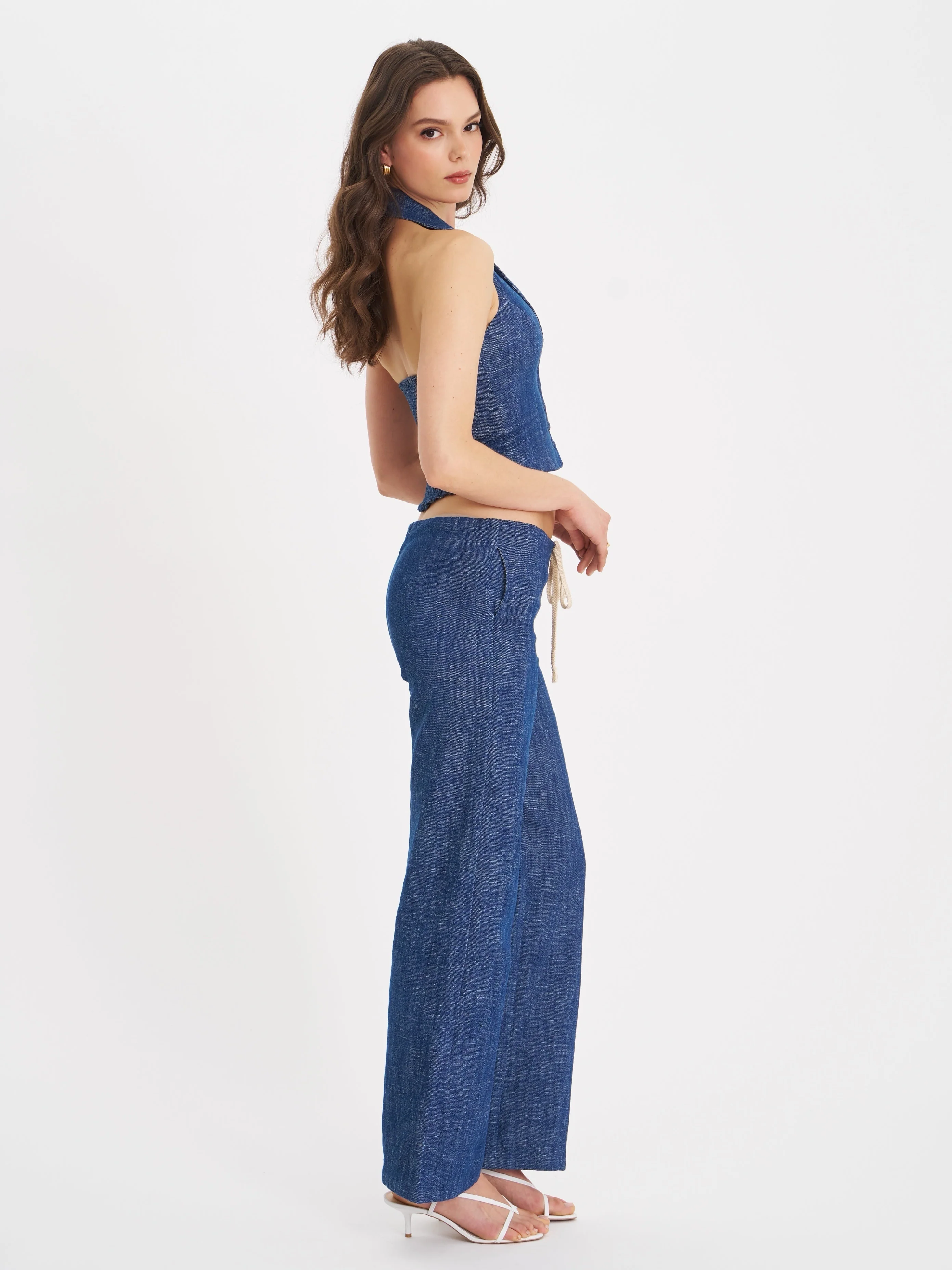 Rafaella Ruched Back Cotton Denim Suit Vest - Image 8