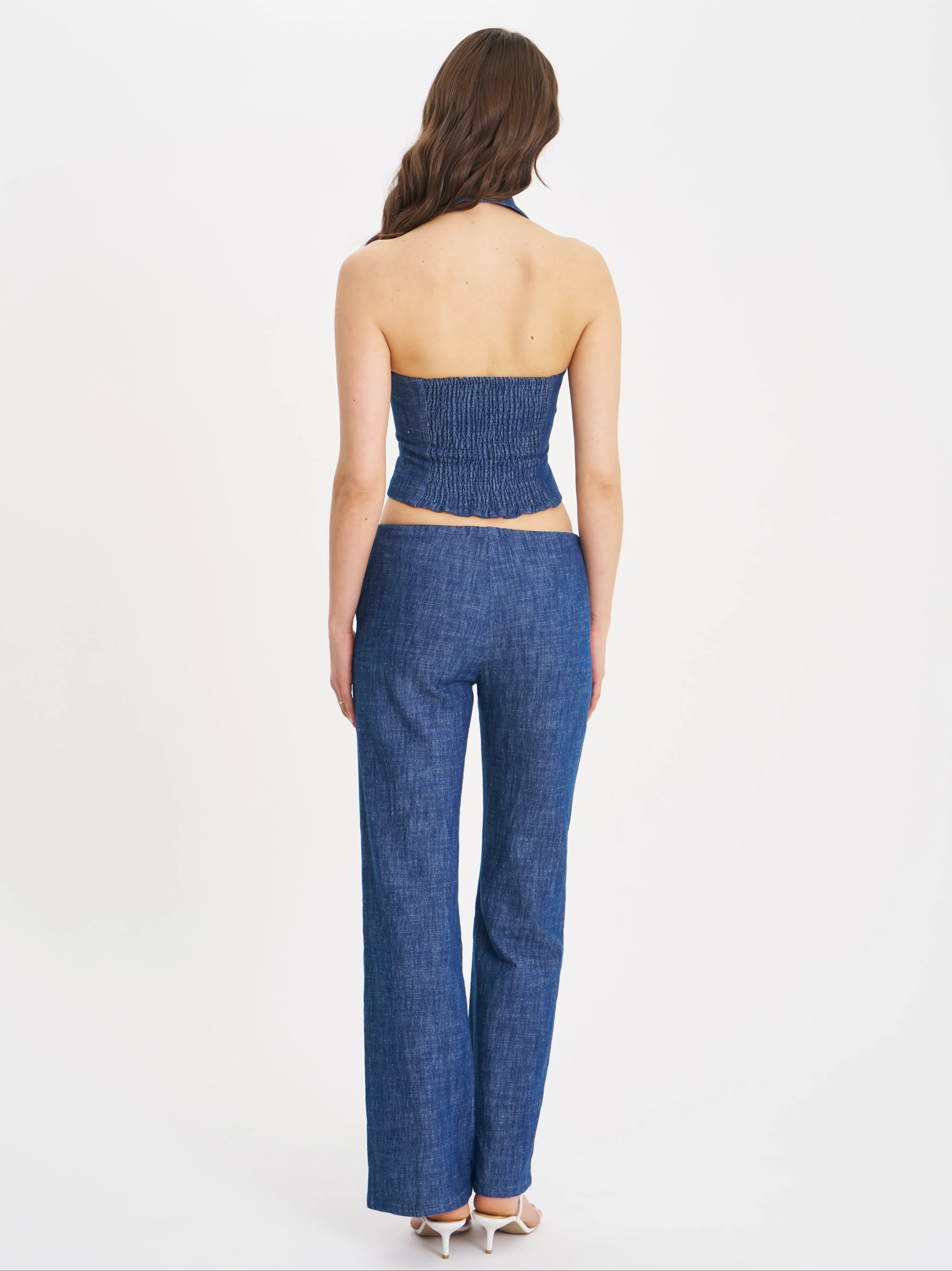 Rafaella Ruched Back Cotton Denim Suit Vest - Image 9