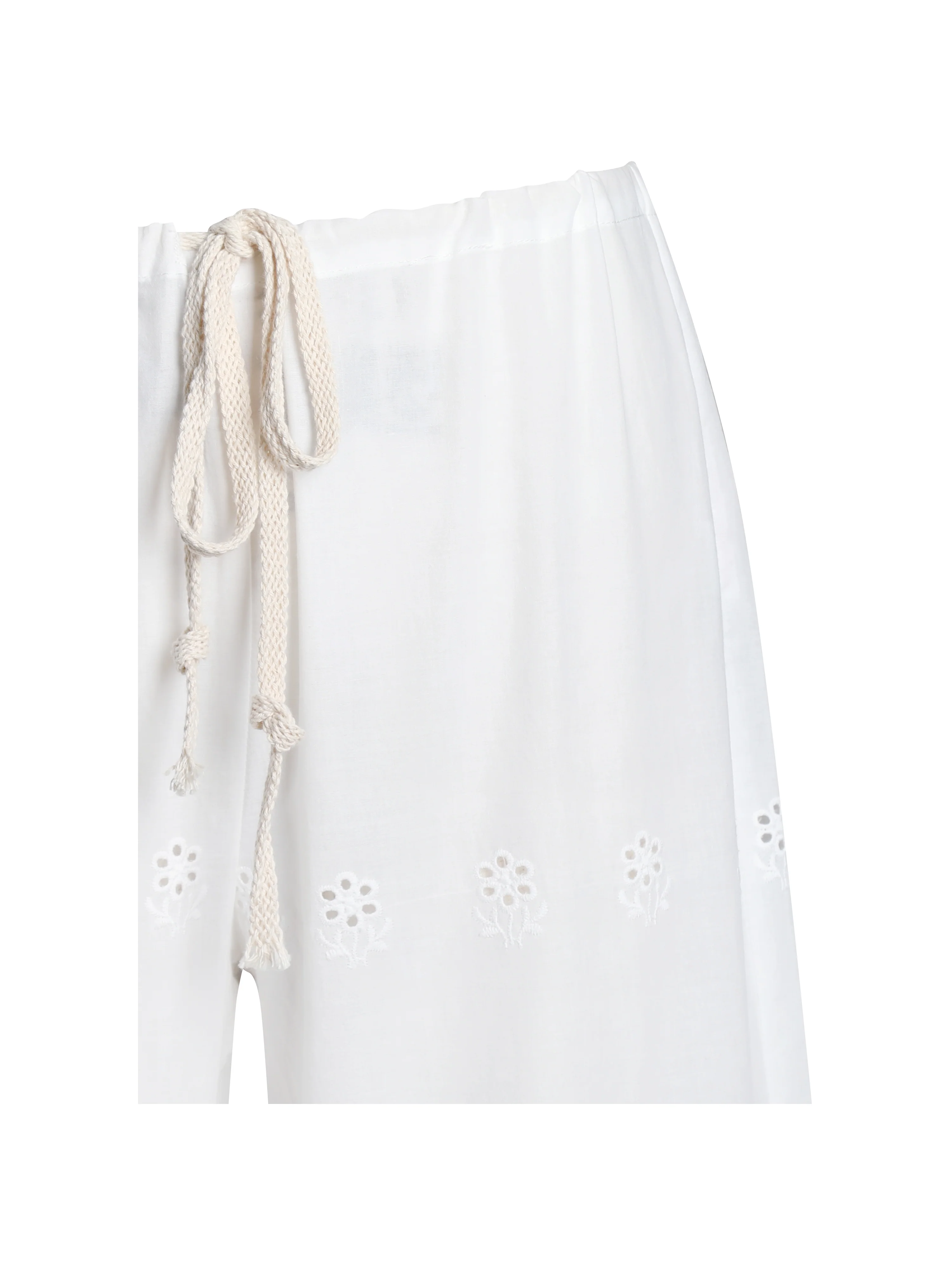 Raina White Cotton Eyelet Straight Pants - Image 12