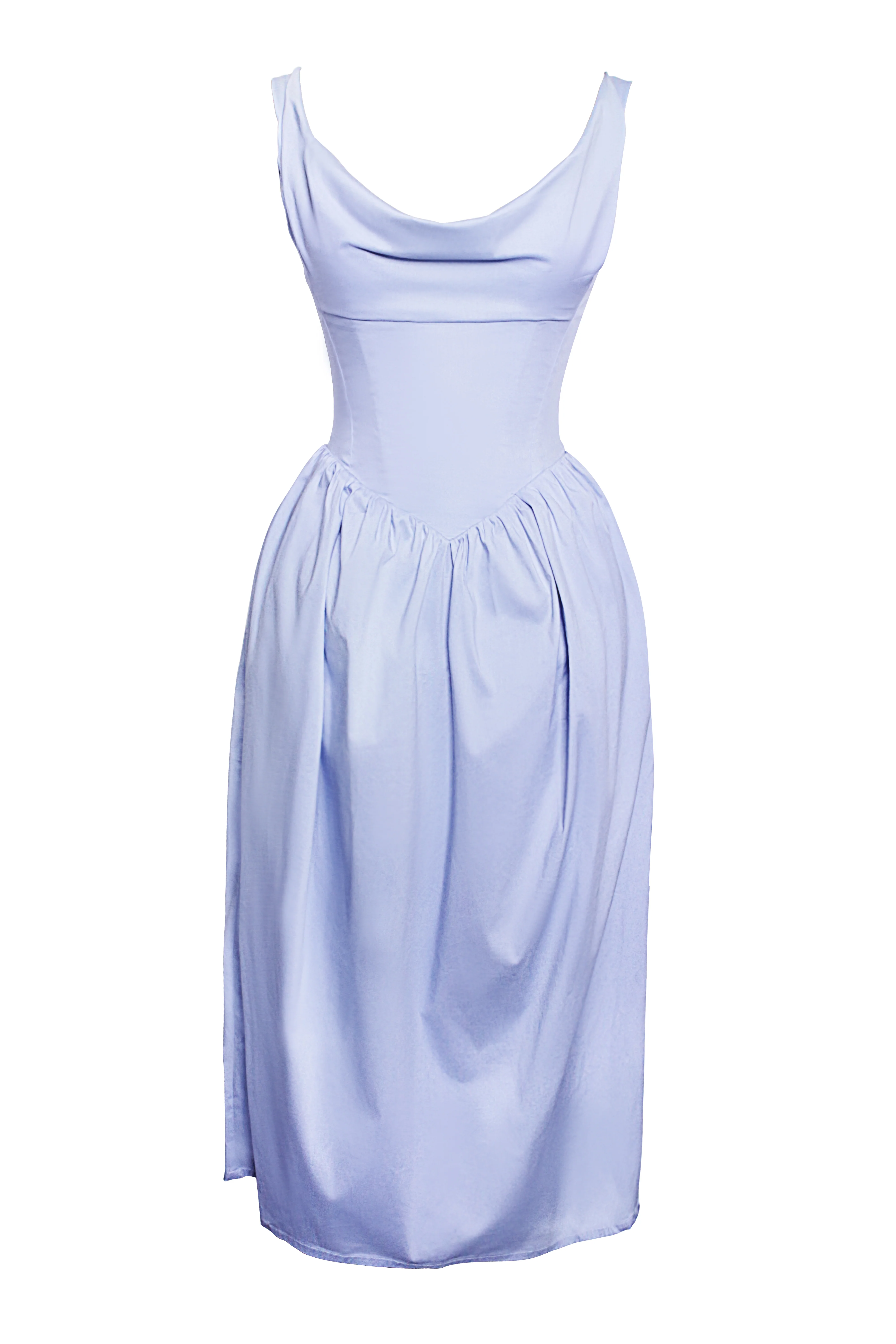 Reina Blue Drop Waist Corset Midi Dress - Image 11