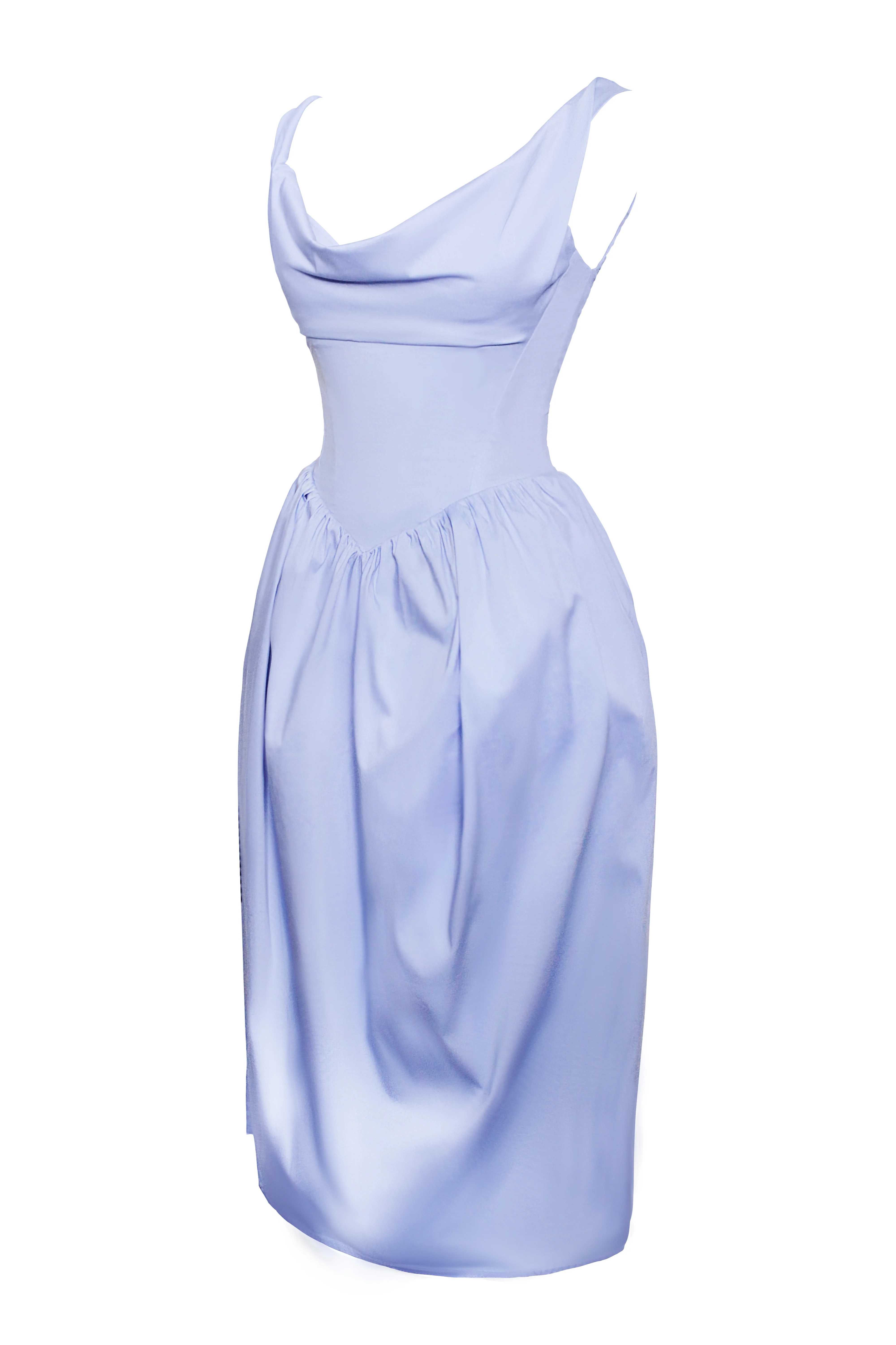 Reina Blue Drop Waist Corset Midi Dress - Image 12