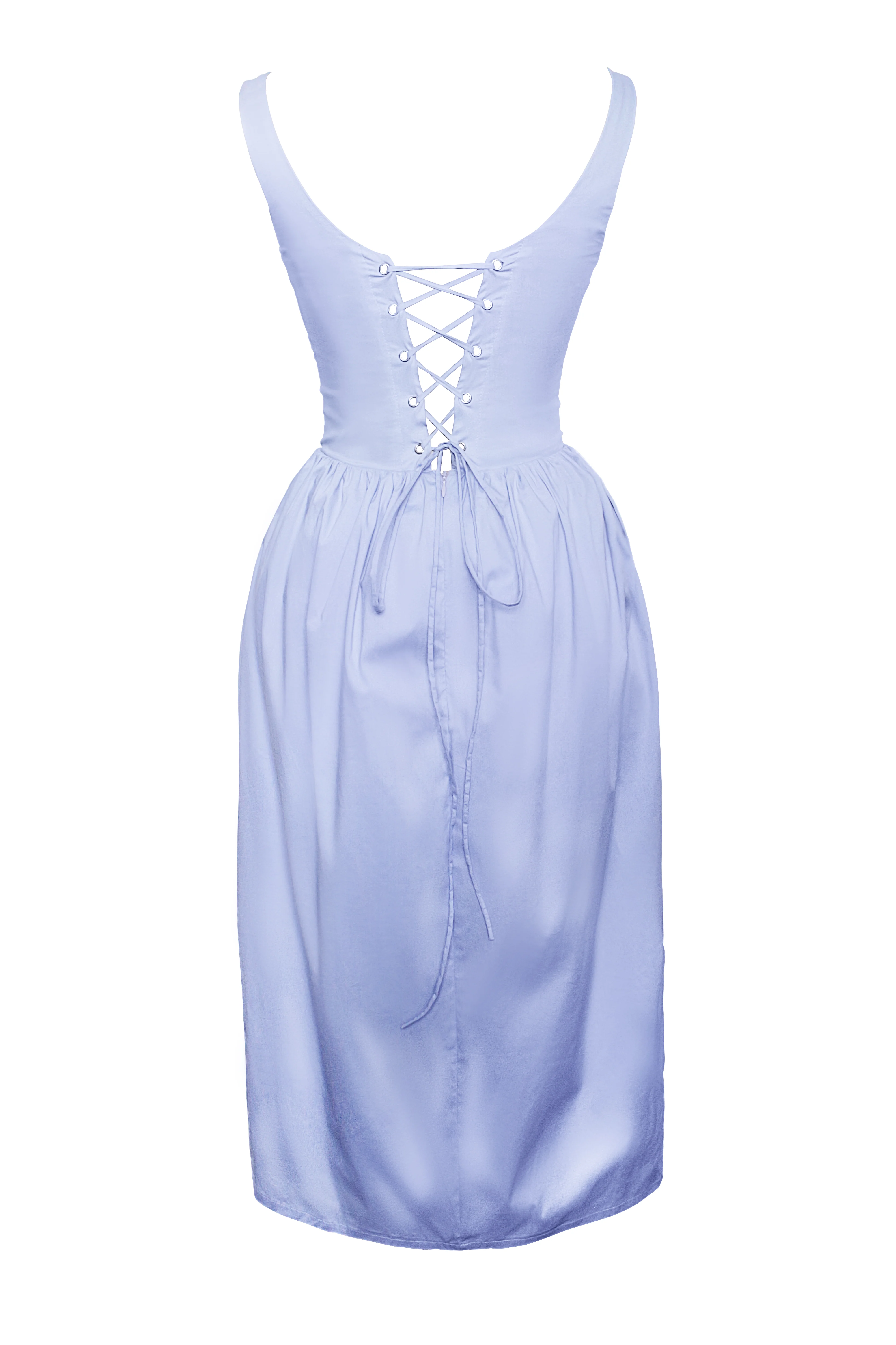 Reina Blue Drop Waist Corset Midi Dress - Image 13