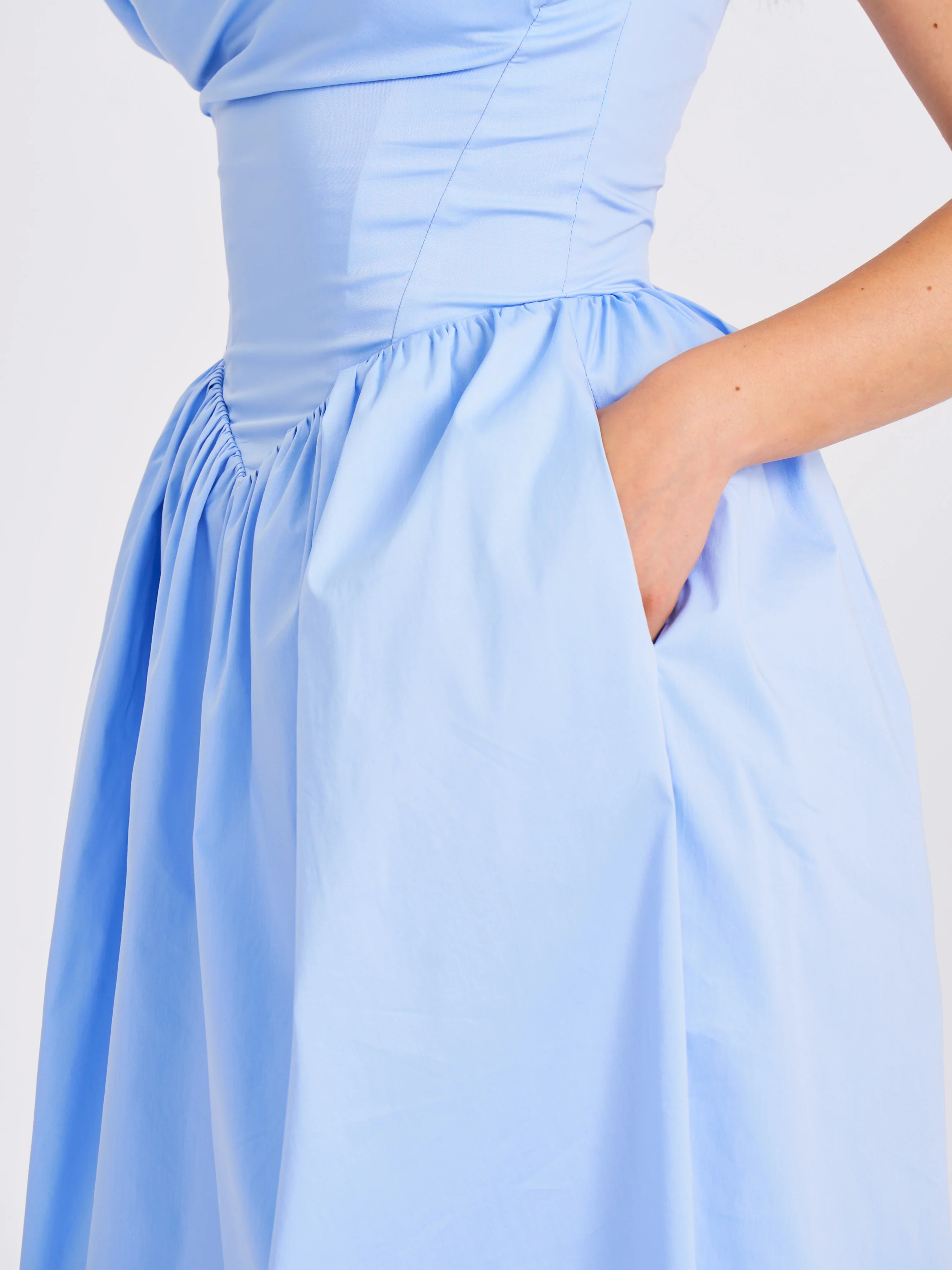 Reina Blue Drop Waist Corset Midi Dress - Image 8