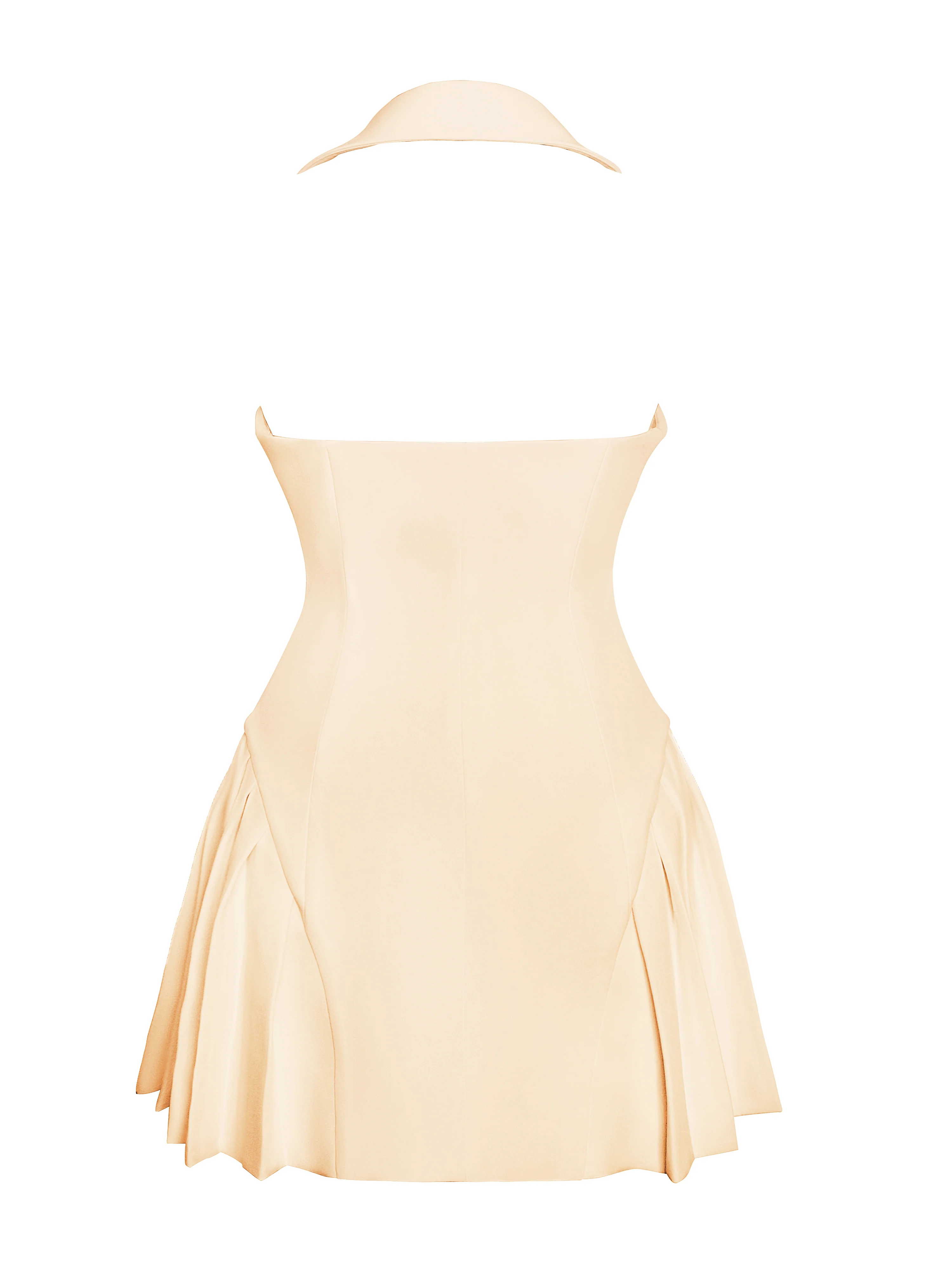 Reyna Beige Backless Pleated Mini Blazer Dress - Image 16