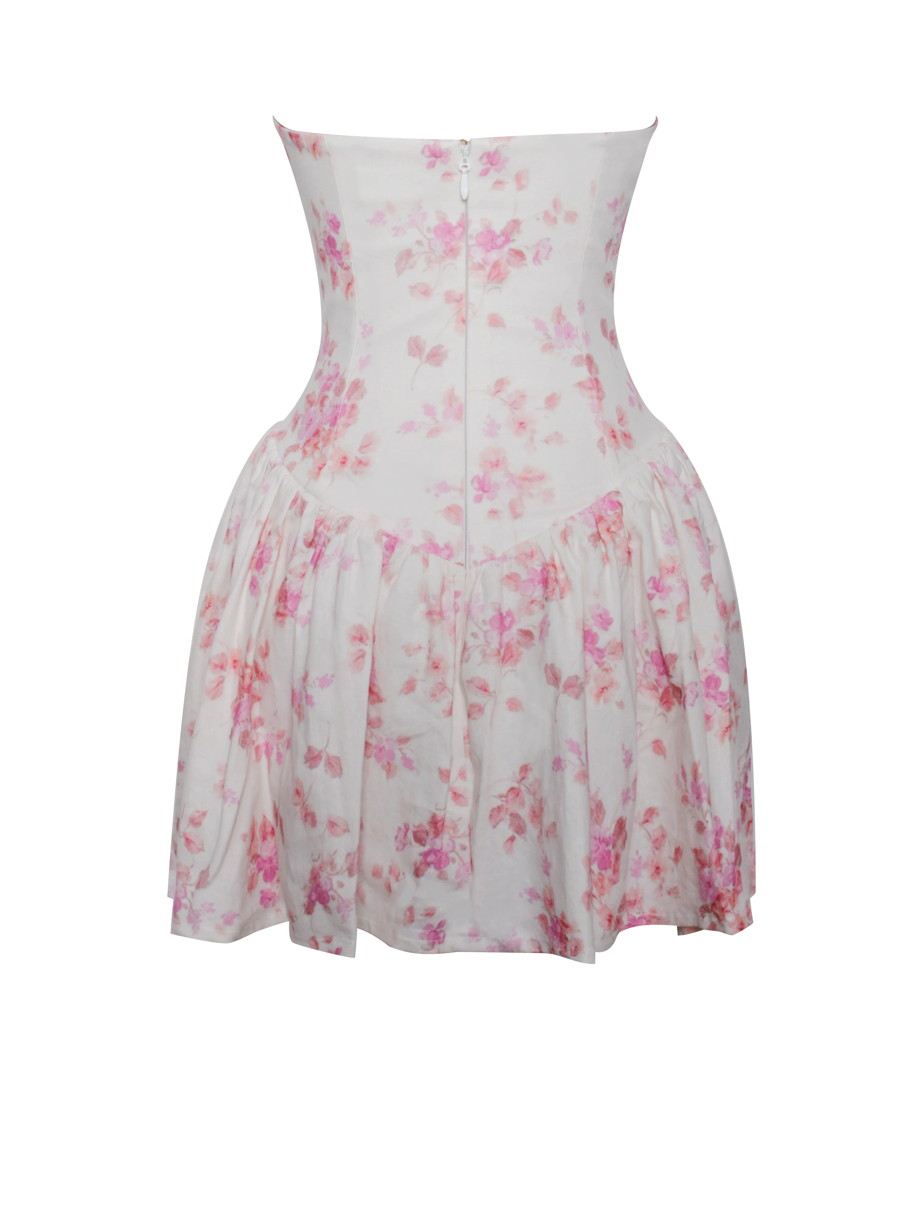 Samara Floral Drop Waist Linen Corset Puffy Mini Dress - Image 14