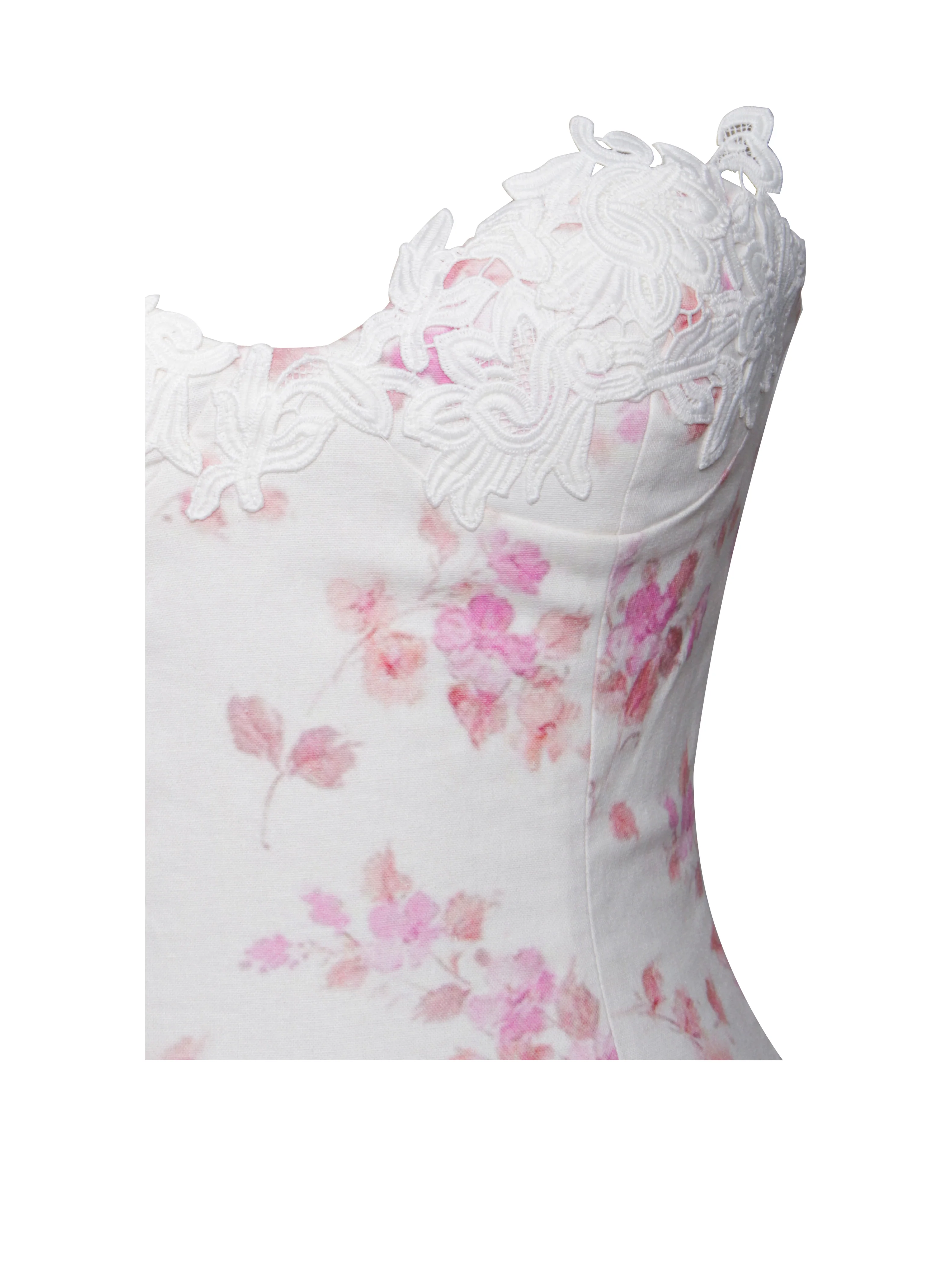 Samara Floral Drop Waist Linen Corset Puffy Mini Dress - Image 15