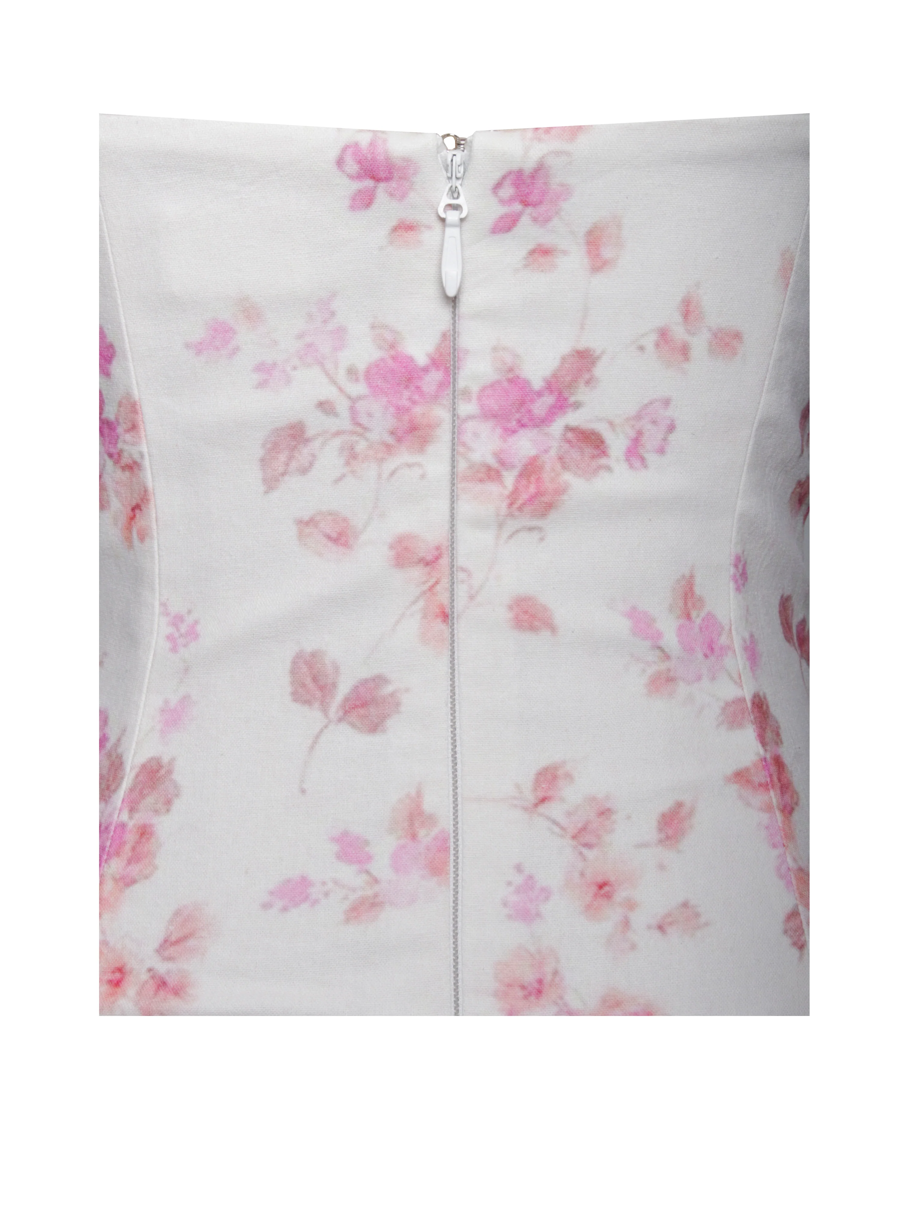 Samara Floral Drop Waist Linen Corset Puffy Mini Dress - Image 16