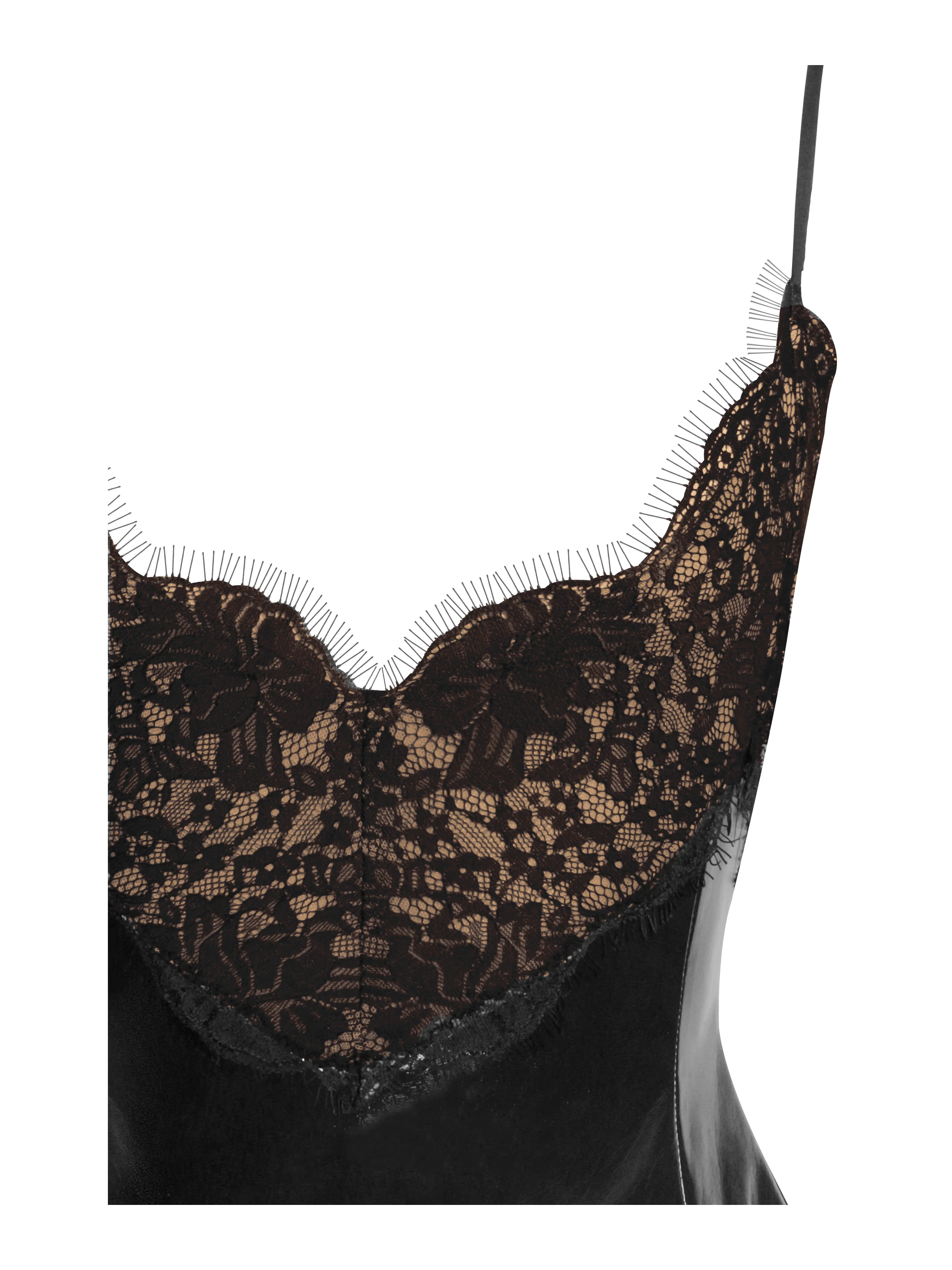 Shelby Black Vegan Leather with Lace Mini Dress - Image 14