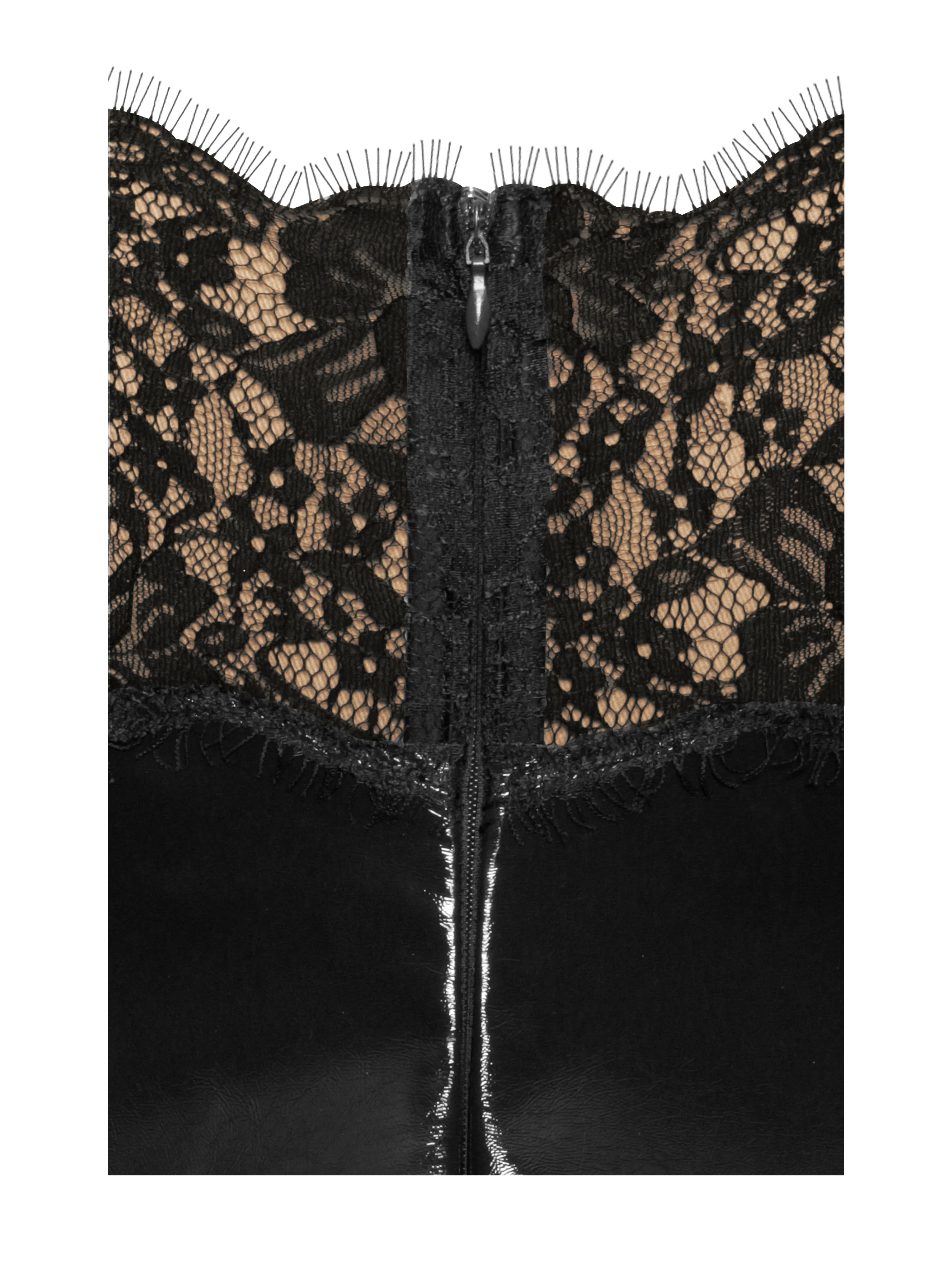 Shelby Black Vegan Leather with Lace Mini Dress - Image 15