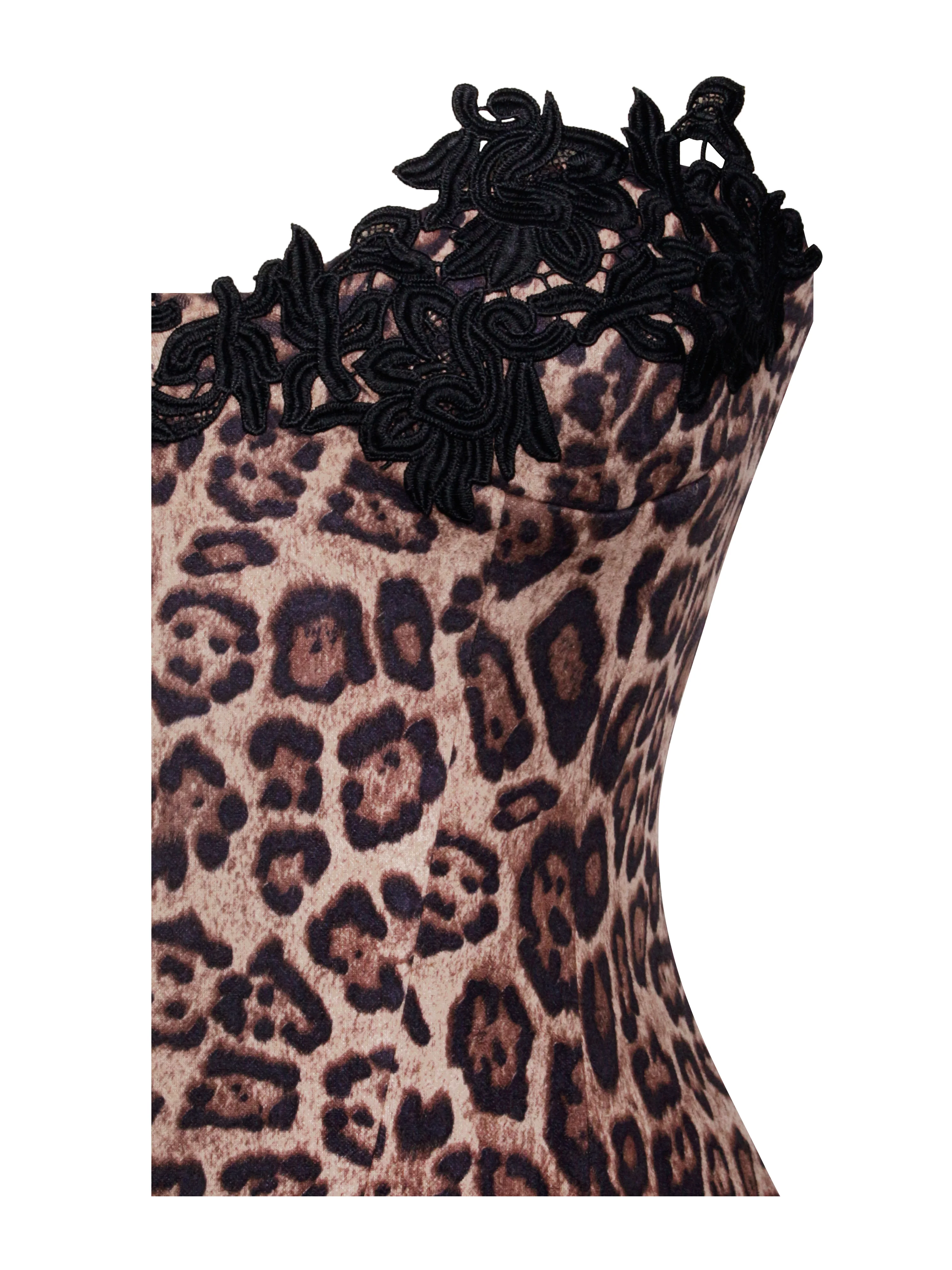 Uchenna Cheetah Print Stretchy Strapless Midi Dress with lace trim - Image 13