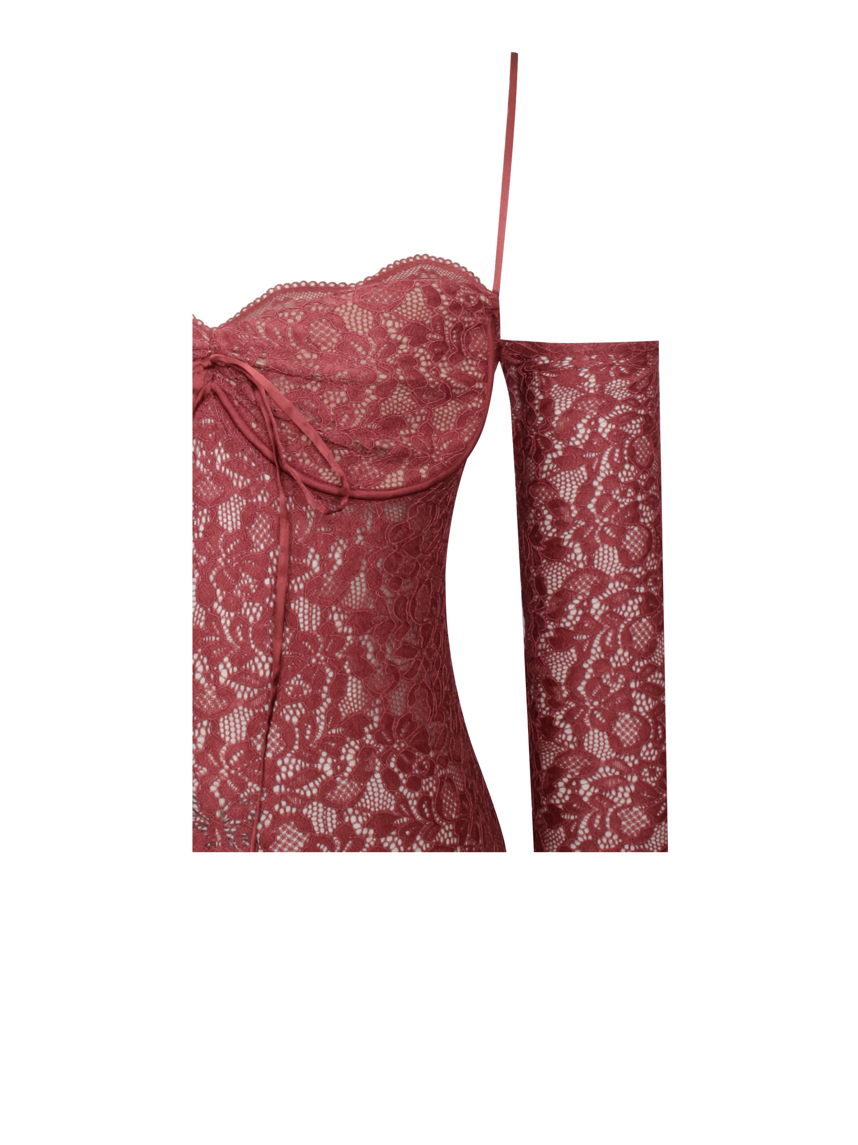 Udaya Burgundy Lace Long Sleeve Maxi Dress - Image 11