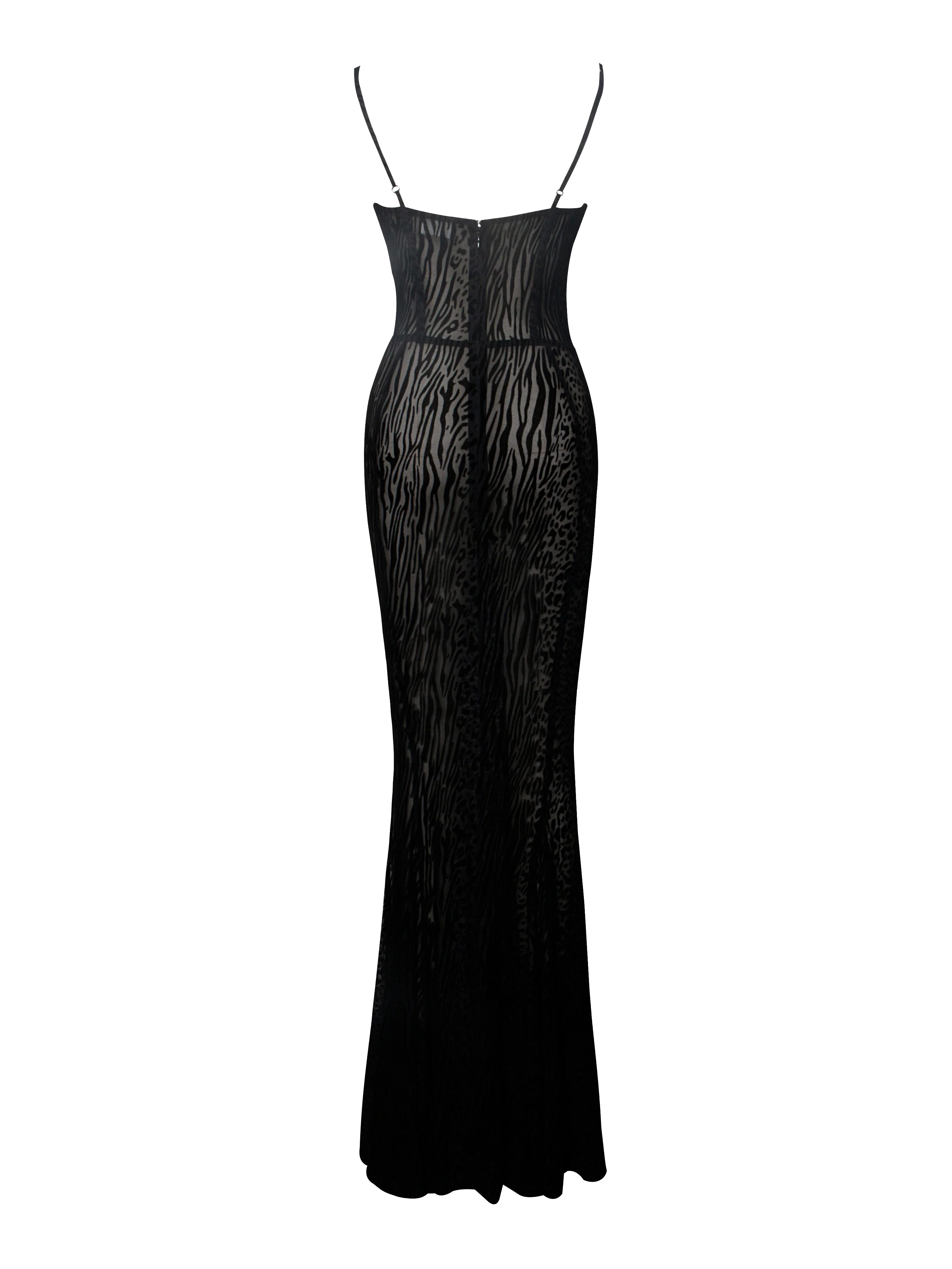 Ulani Black Burnout Velvet Detail Mesh Maxi Dress - Image 13