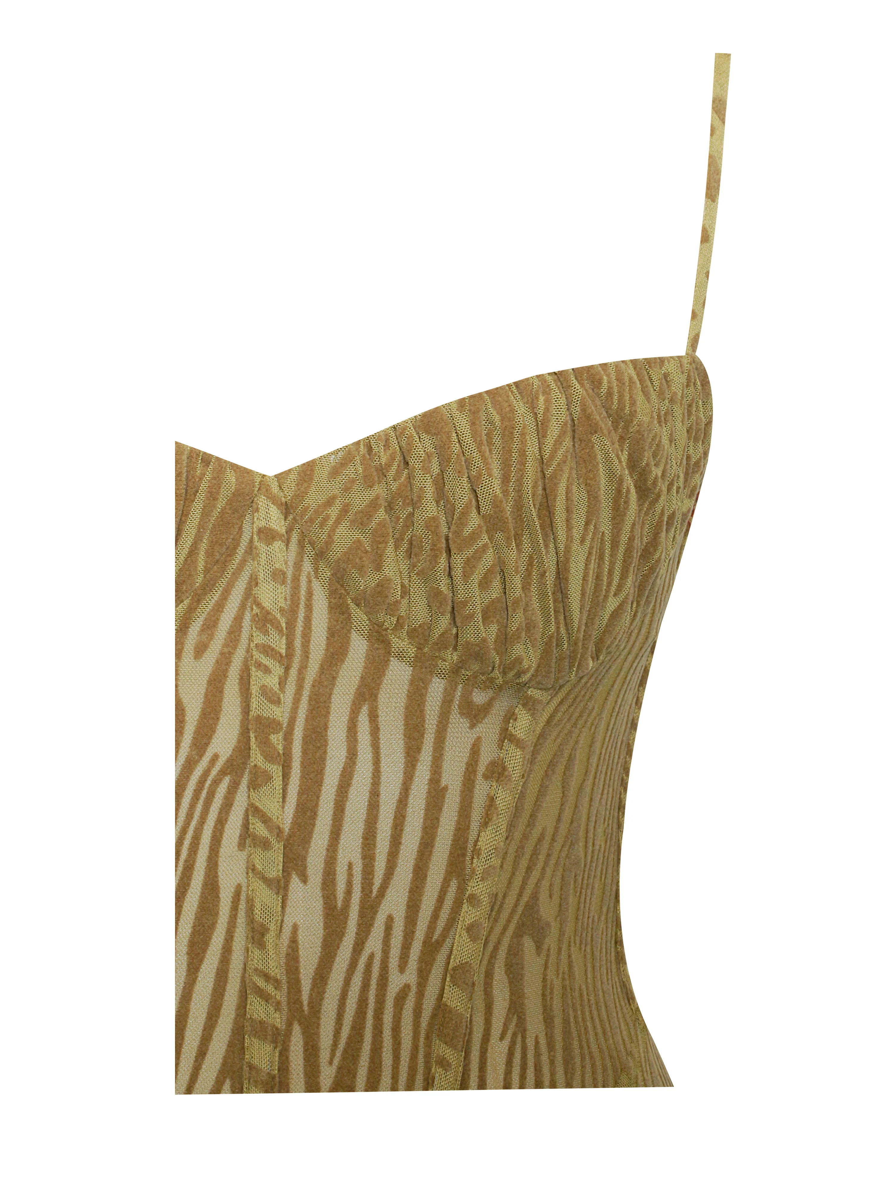 Ulani Gold Burnout Velvet Detail Mesh Maxi Dress - Image 17